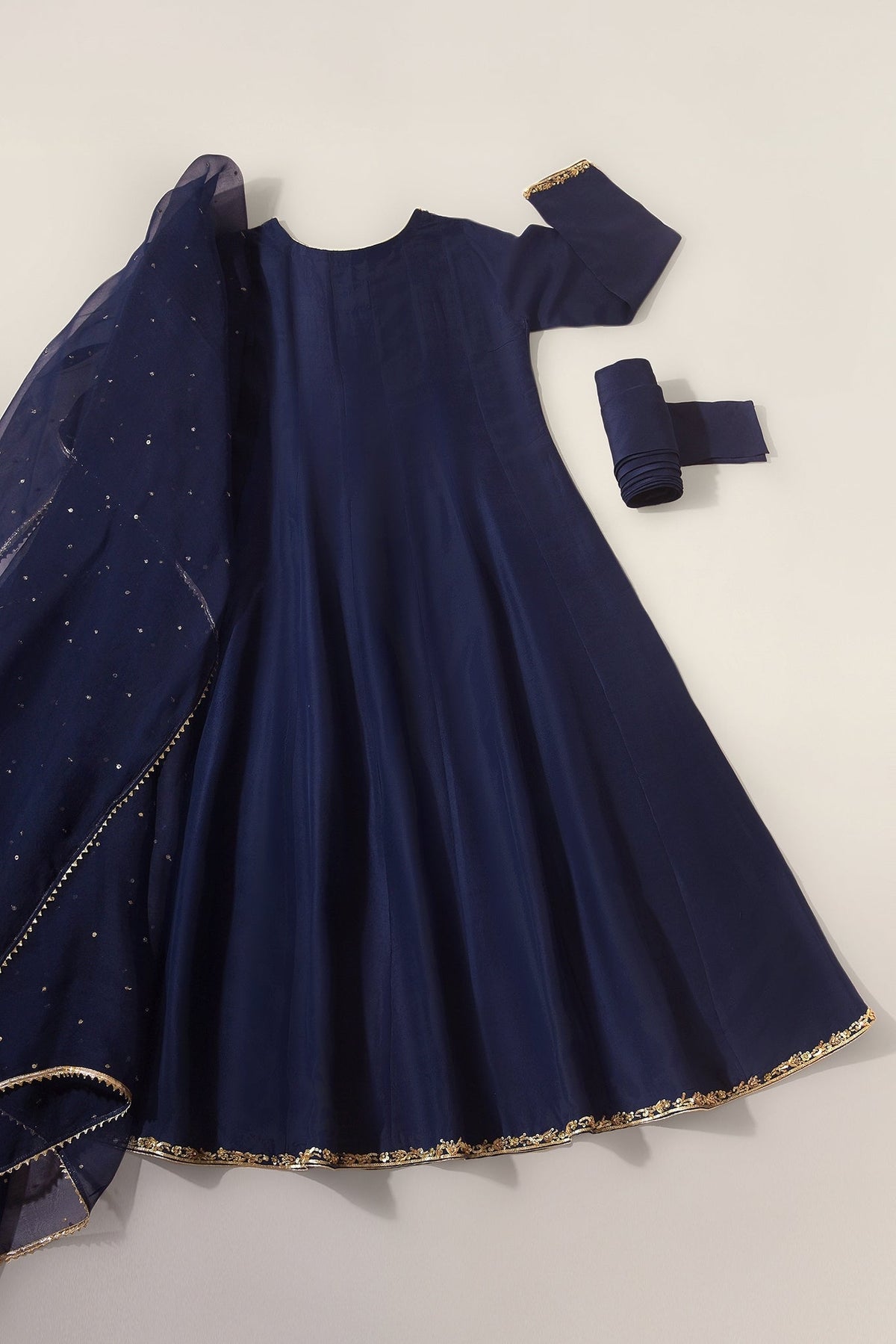 Navy Pure Silk Kalidaar