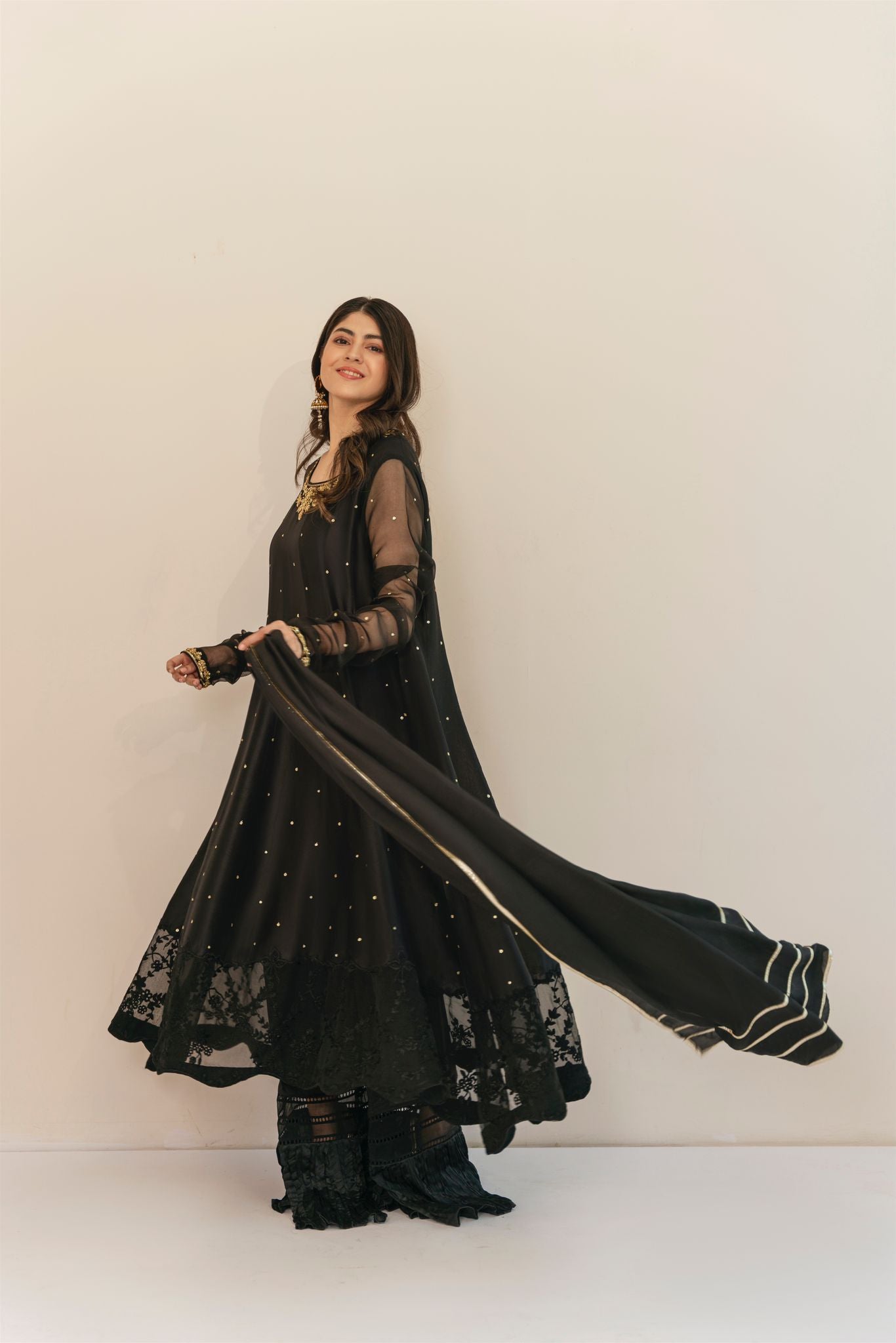 Black Silk Pishwas
