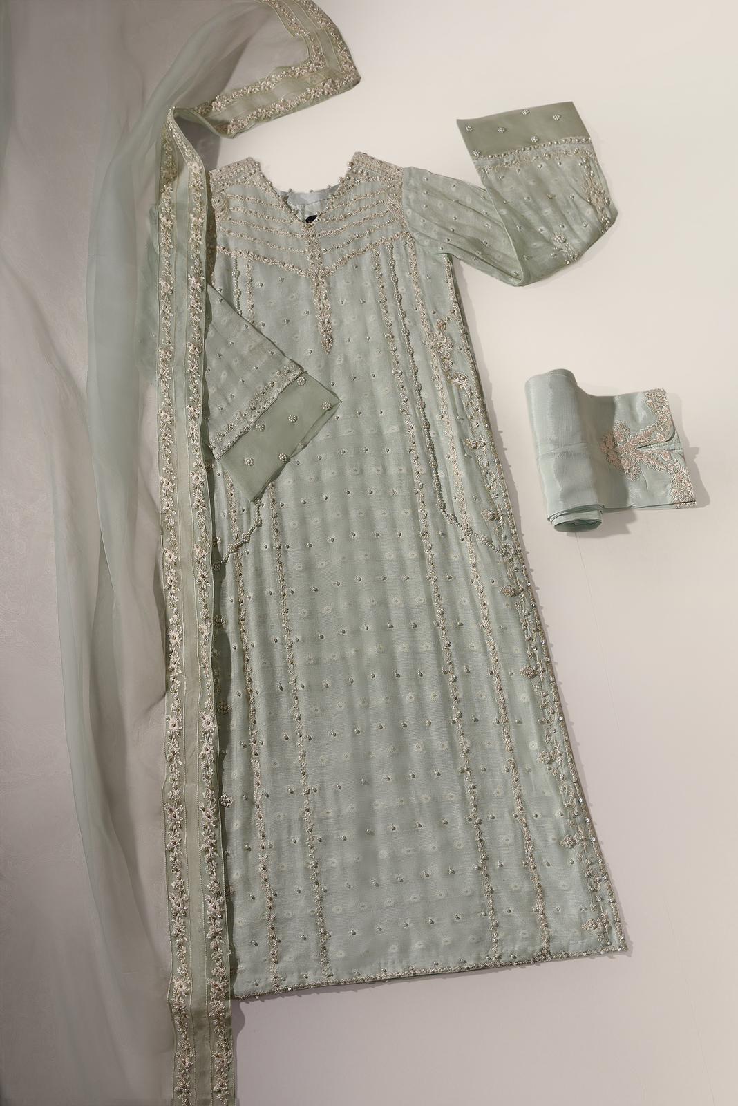 Areesha Embossed Ice Green