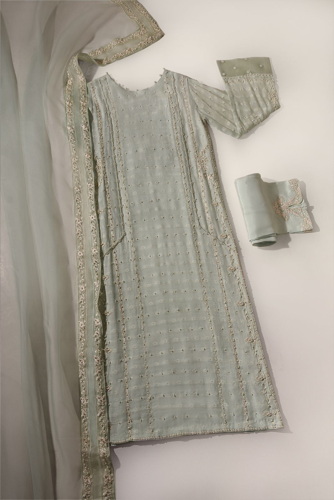 Areesha Embossed Ice Green