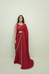 Maroon Saree Mahnoor
