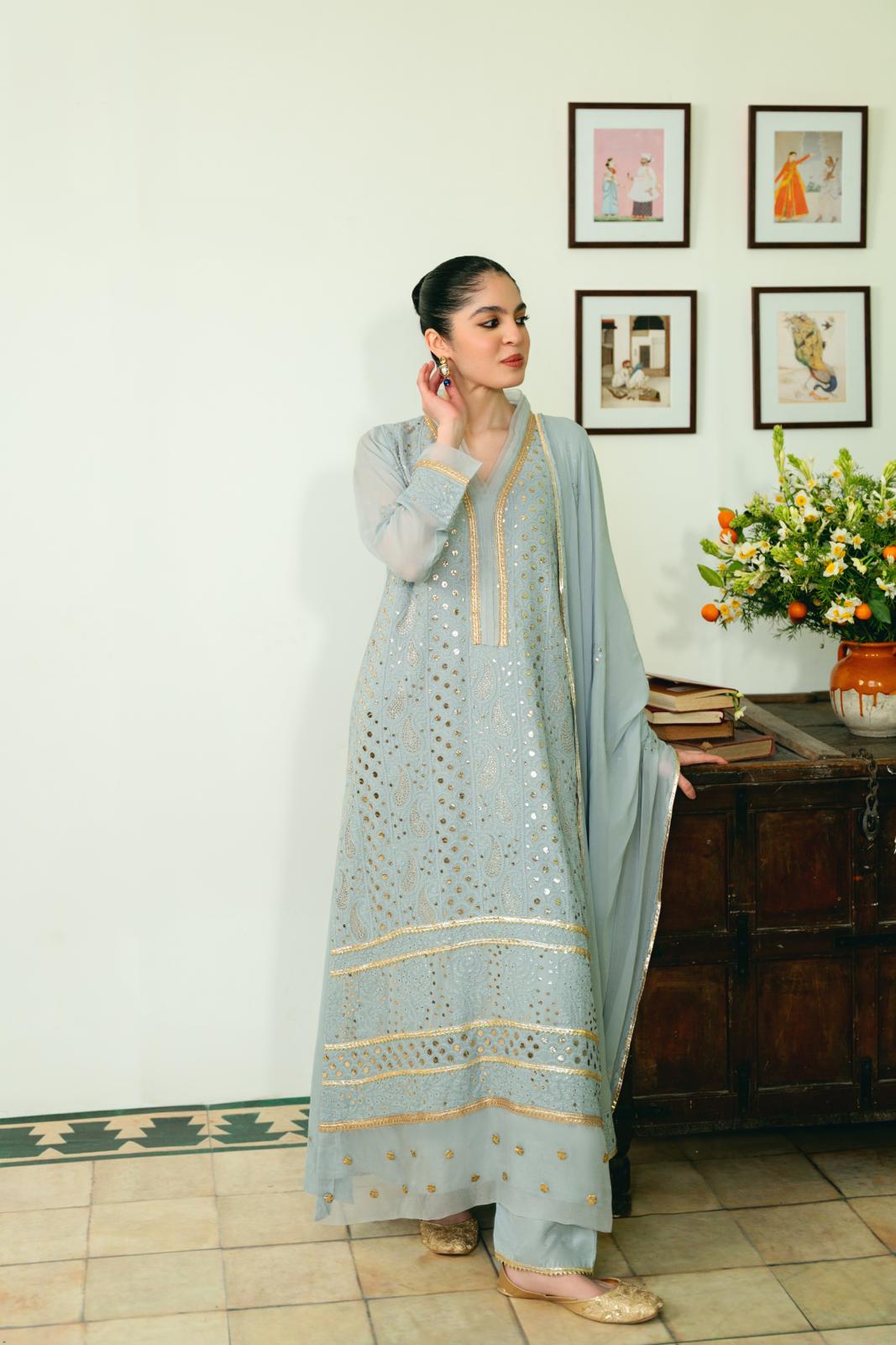 Ice blue Chikan