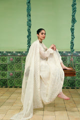 White Chikankari Kalidaar