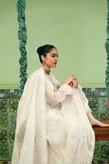 White Chikankari Kalidaar
