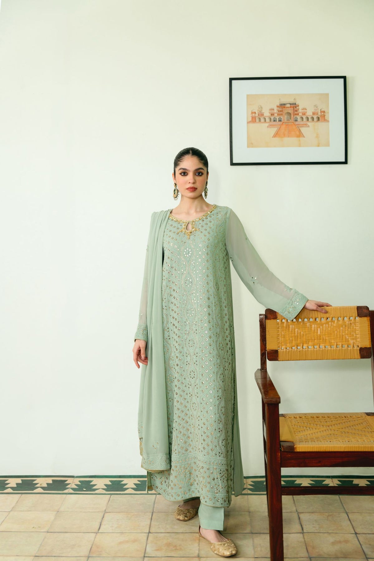 Mint Green Chikankari