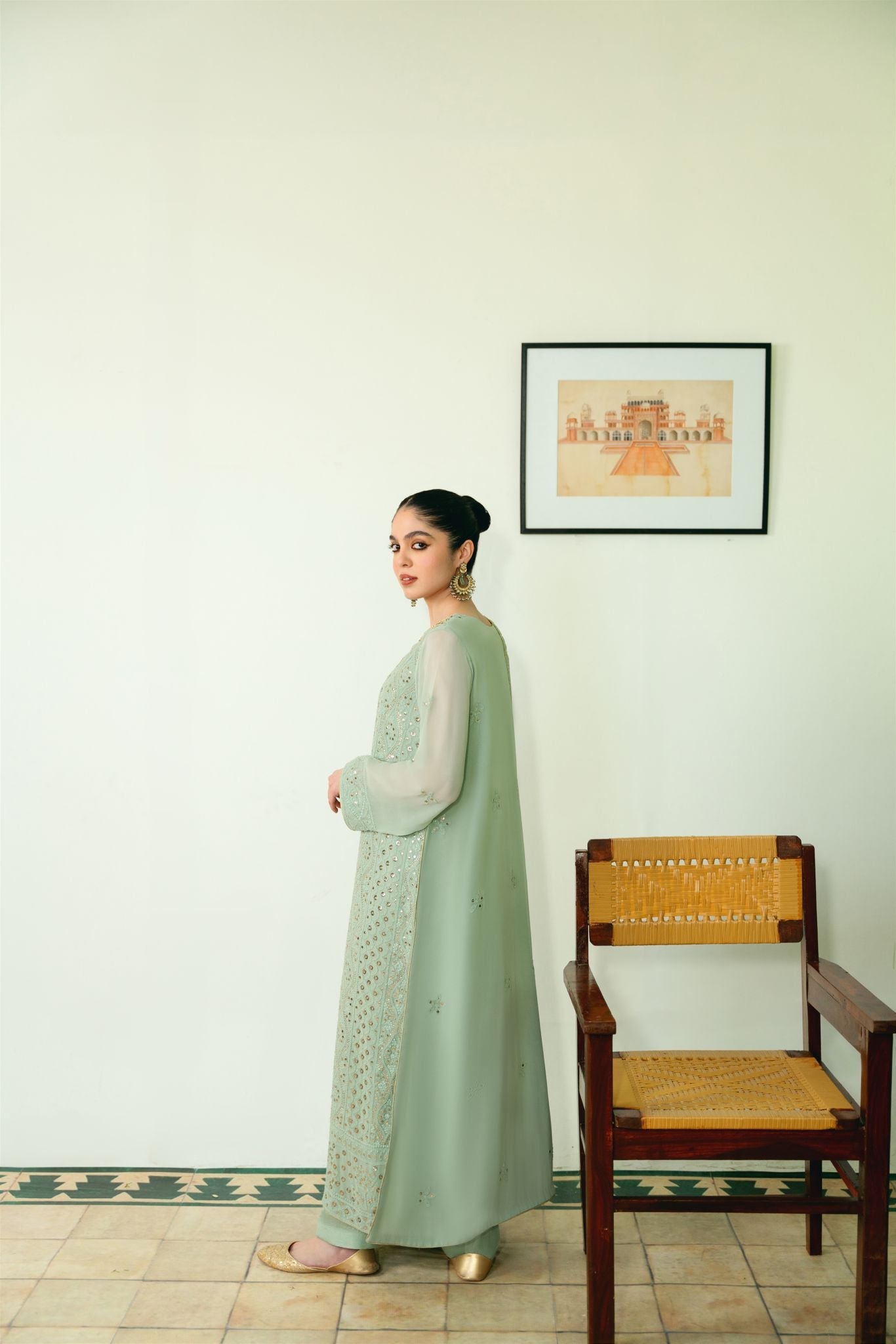 Mint Green Chikankari