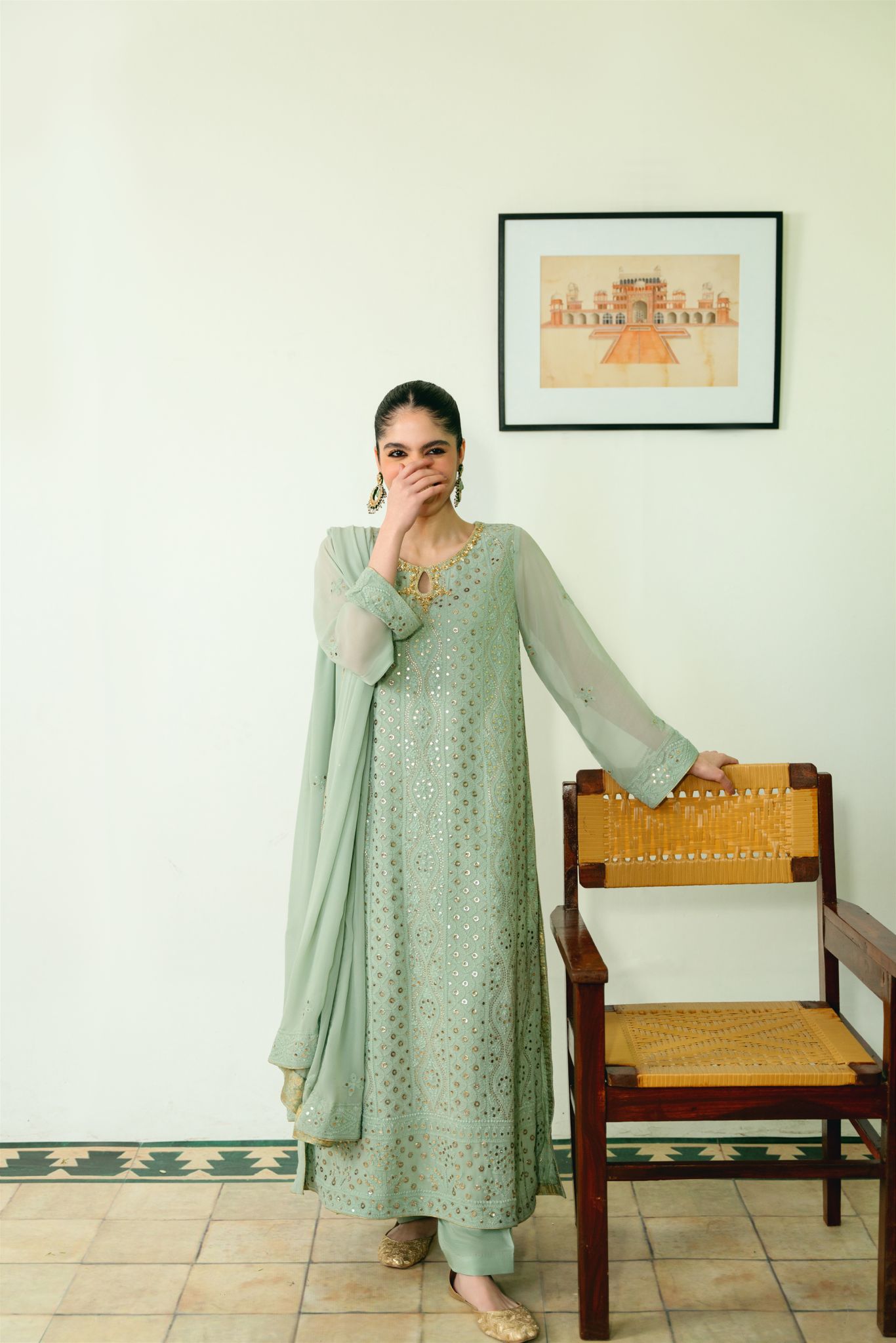 Mint Green Chikankari