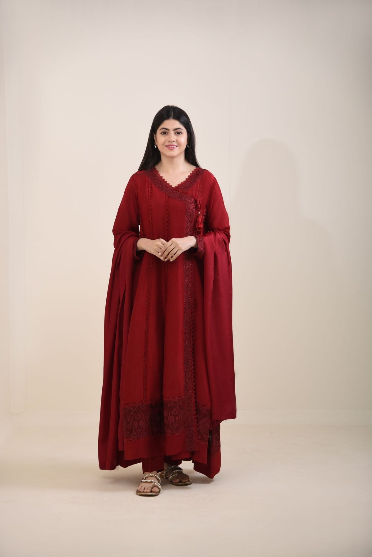 Maroon Silk Angrakha