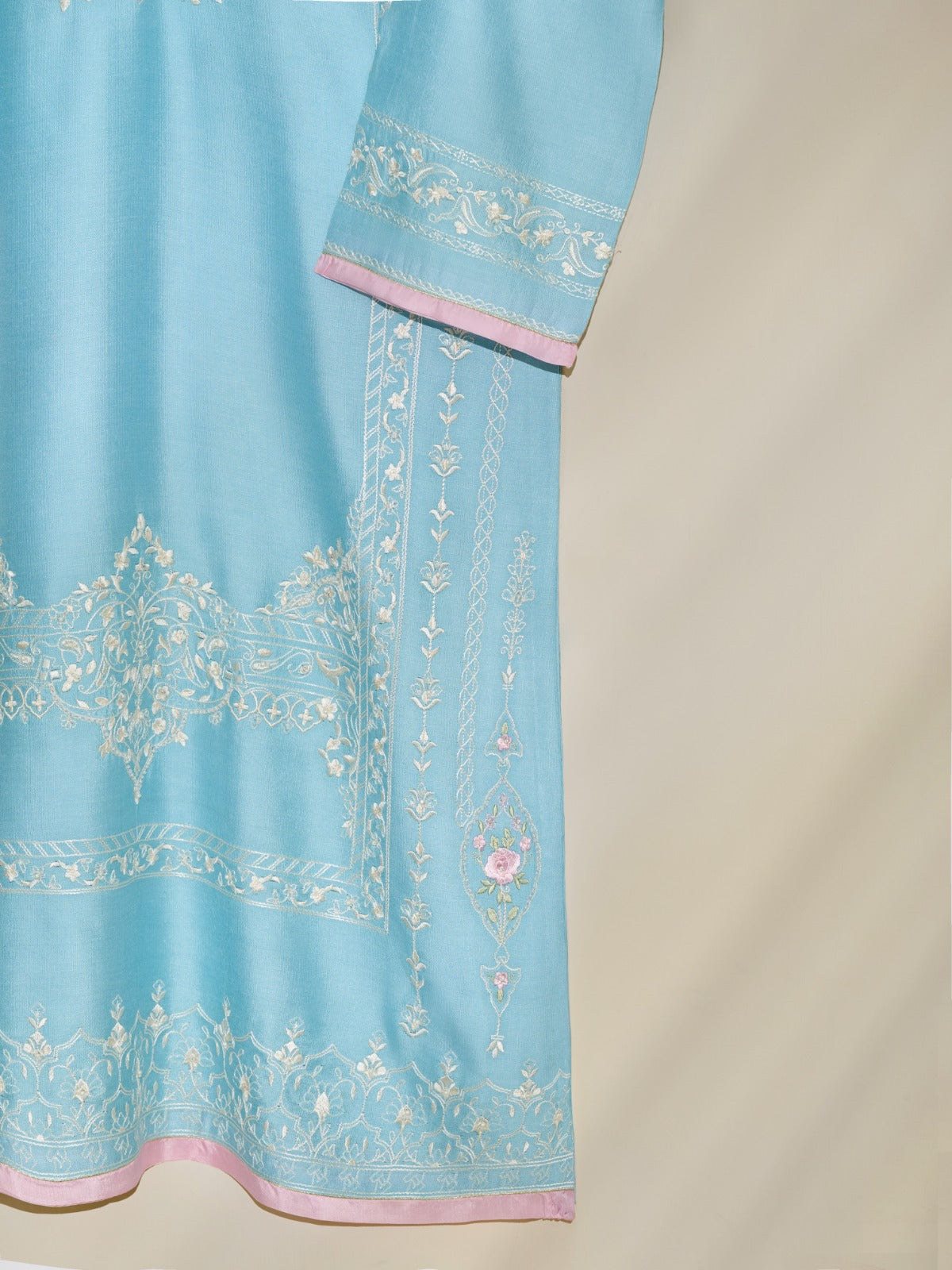 2 Piece- Pure Silk Net Embroidered Suit S110443 (RTS)