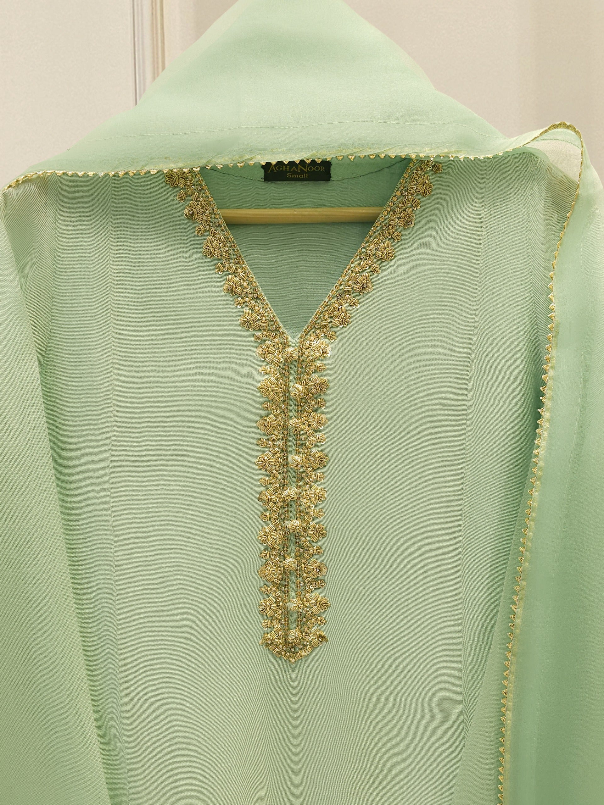 3 Piece - Pure Embroidered Cotton Net Suit S112189