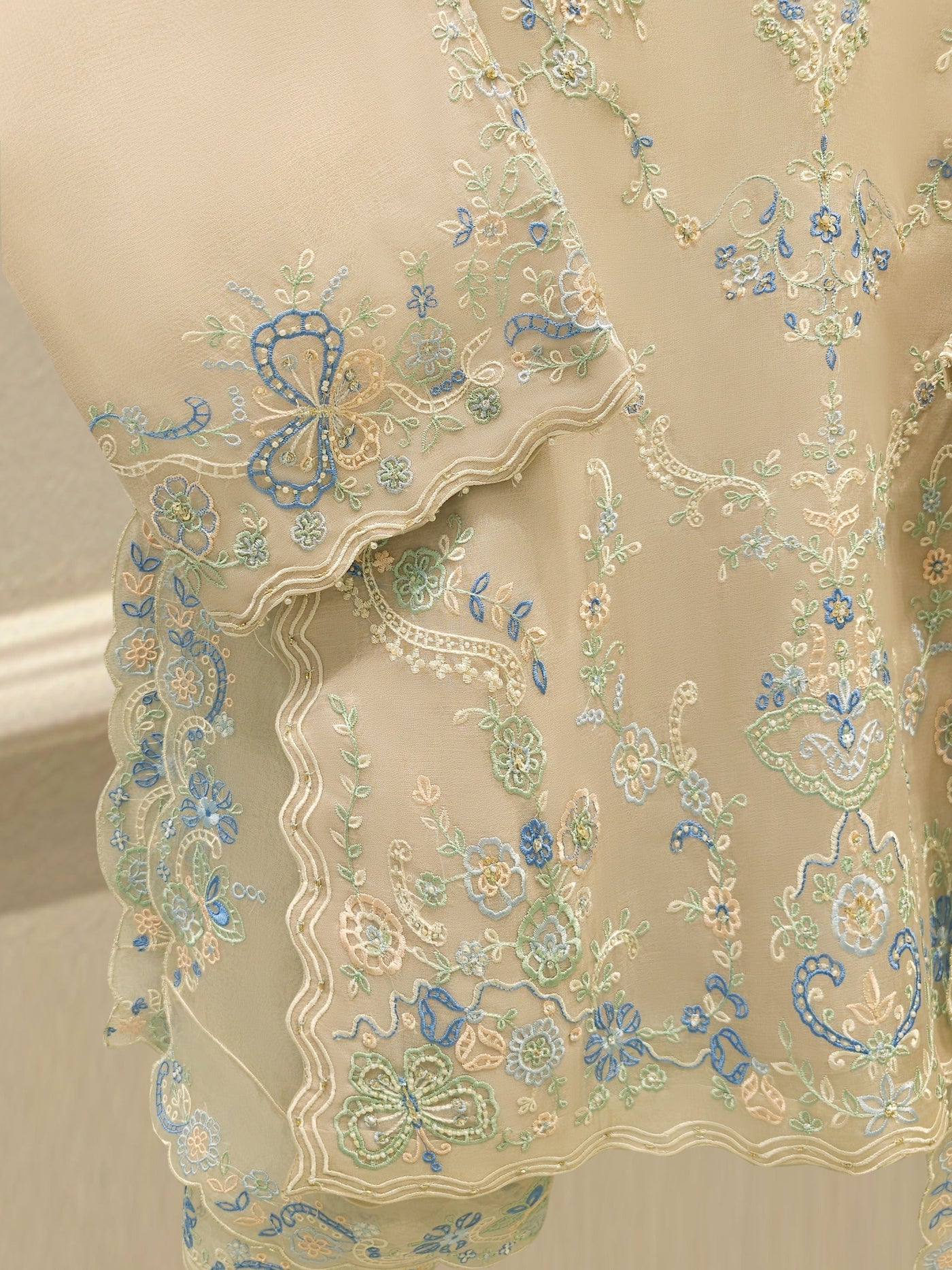 3 Piece - Pure Embroidered Organza Suit S112181