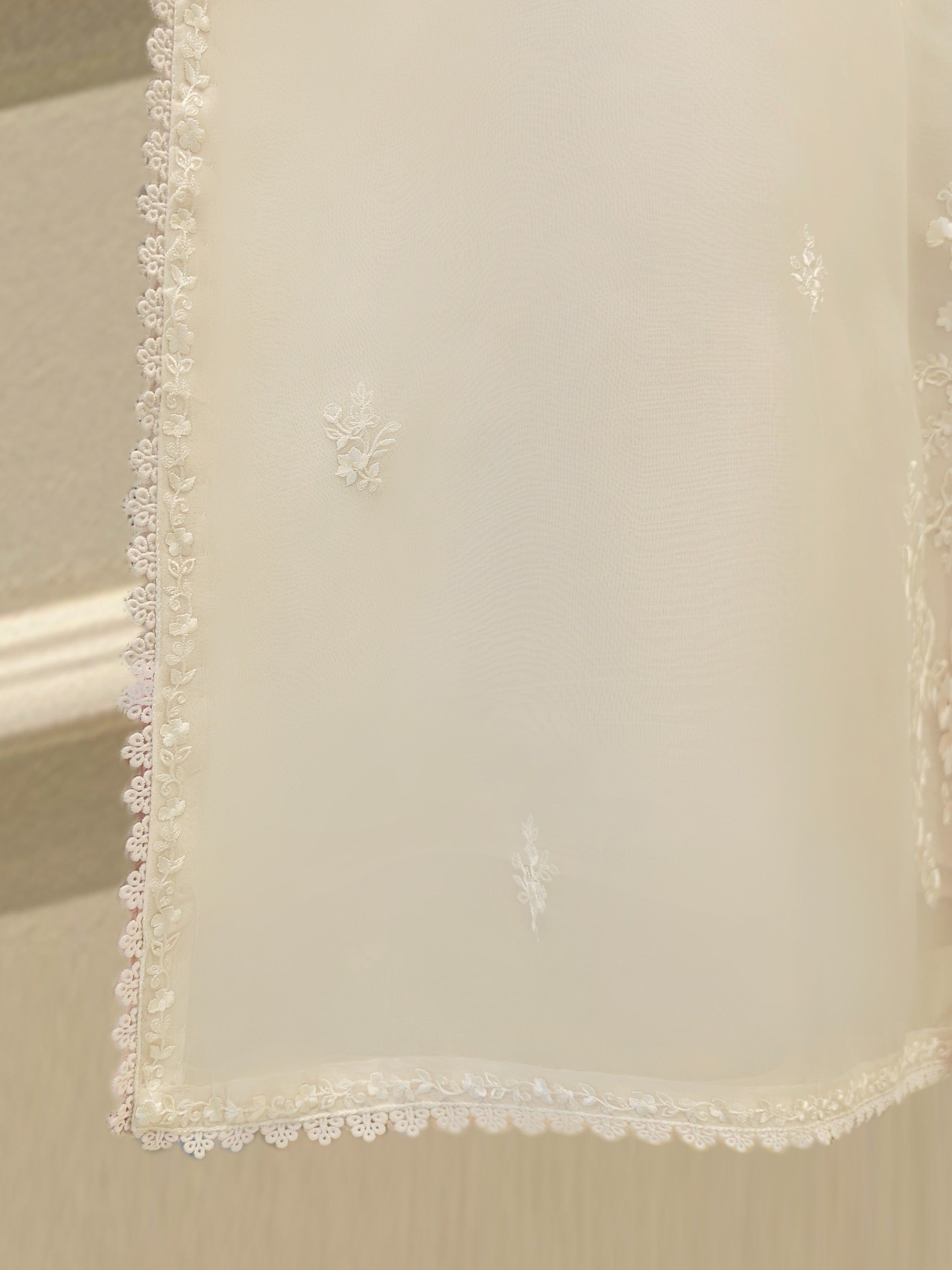 3 Piece - Pure Organza Embroidered Suit S112343