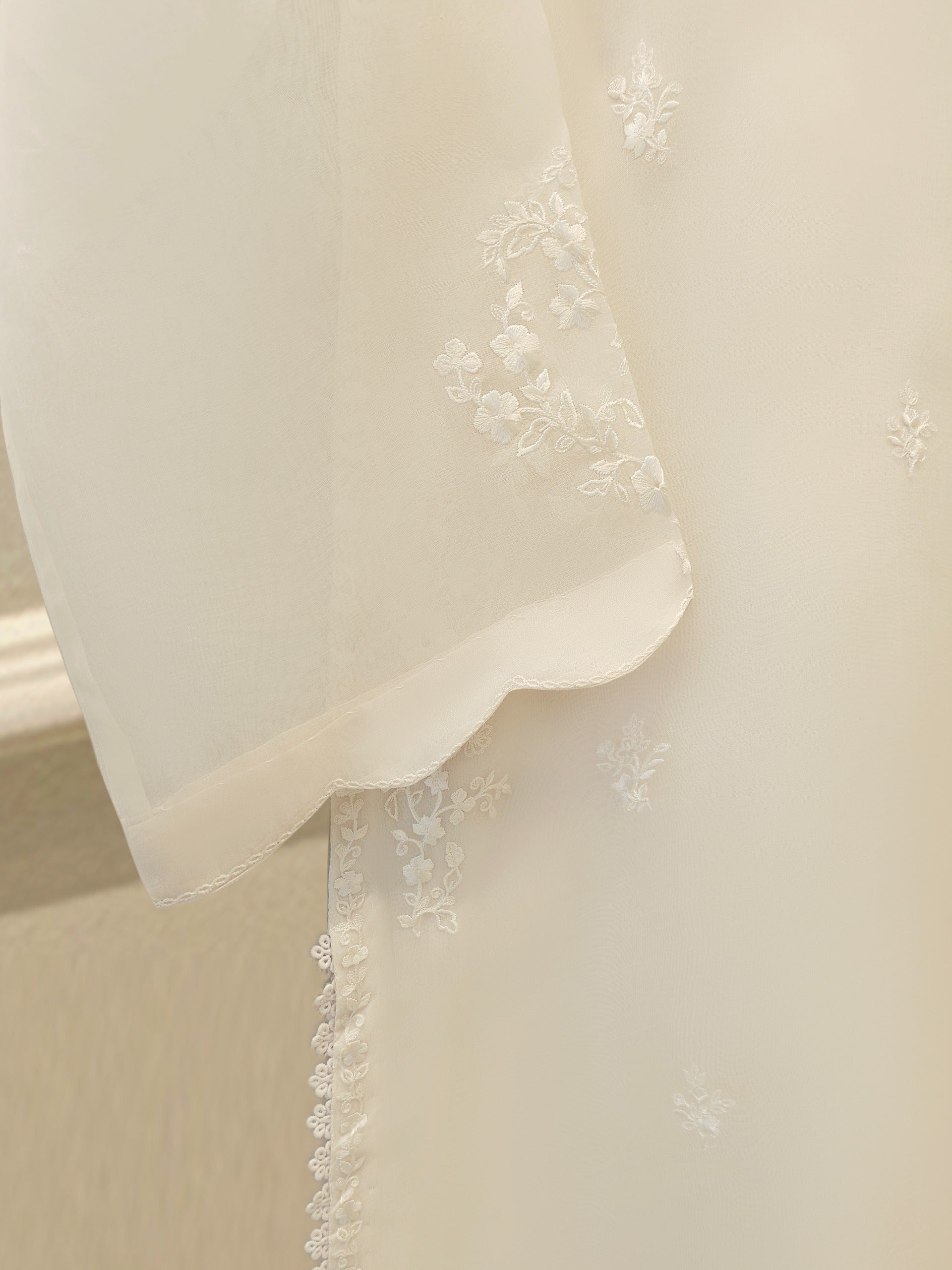 3 Piece - Pure Organza Embroidered Suit S112343