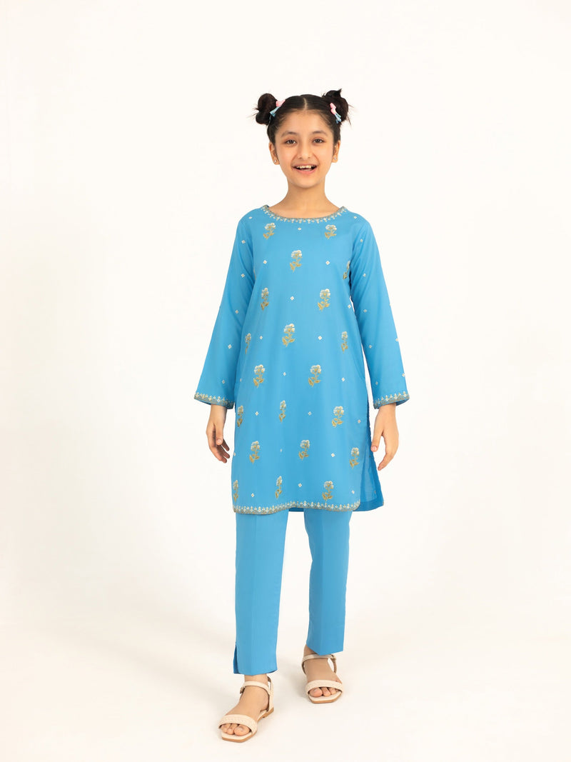 (Kids) 2 Piece - Embroidered Lawn Suit FKD-088