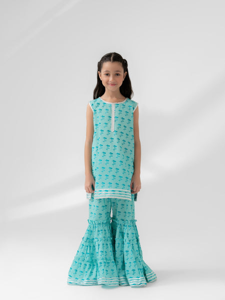 (Kids) 2 - Piece Printed Lawn Suit KD-035