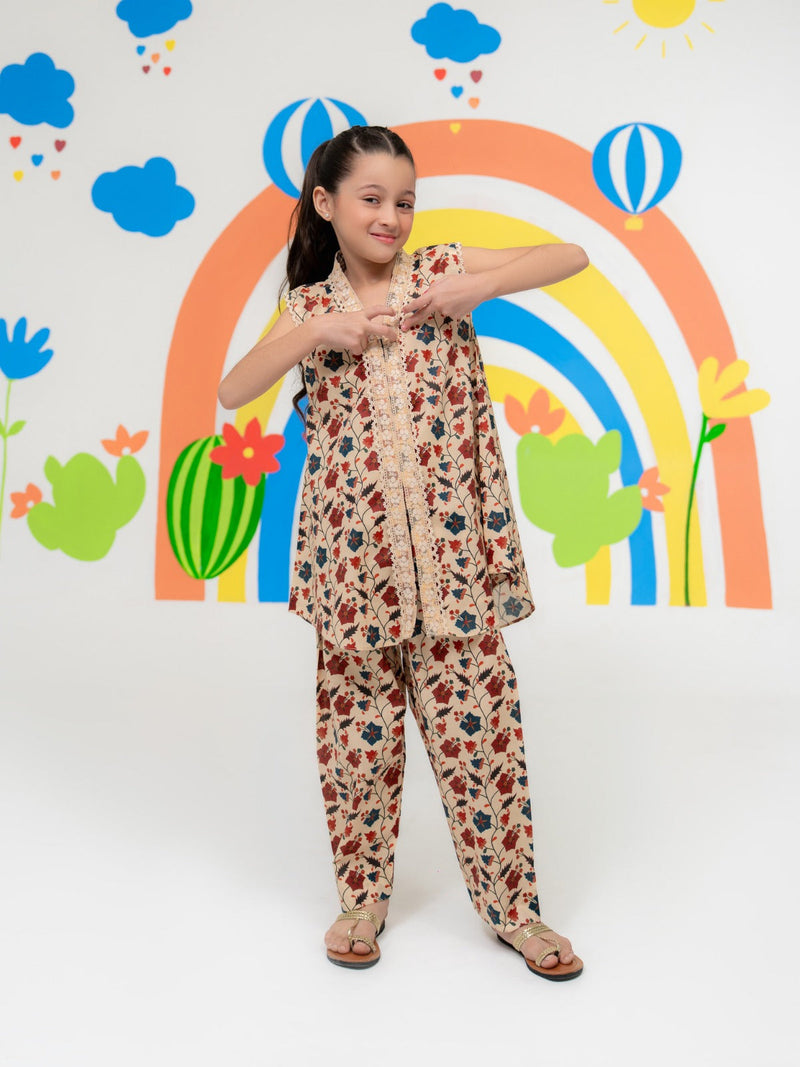 (Kids) - 2 Piece Digital Printed Lawn Suit Fkd-067