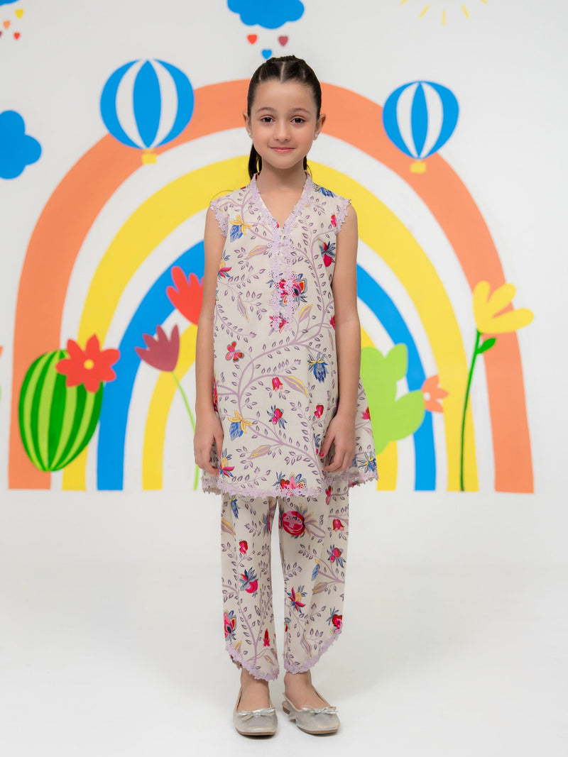 (Kids) - 2 Piece Digital Printed Lawn Suit Fkd-040