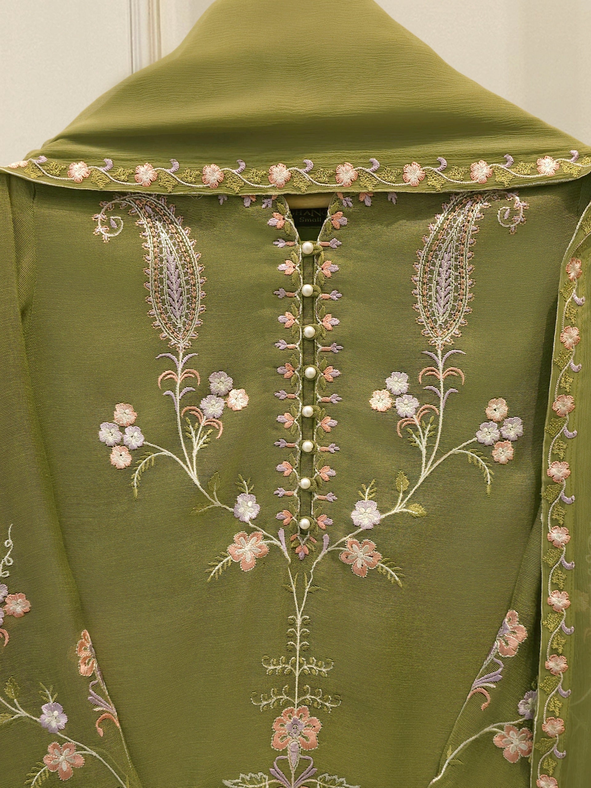 3 Piece - Pure Embroidered Cotton Net Suit S112928