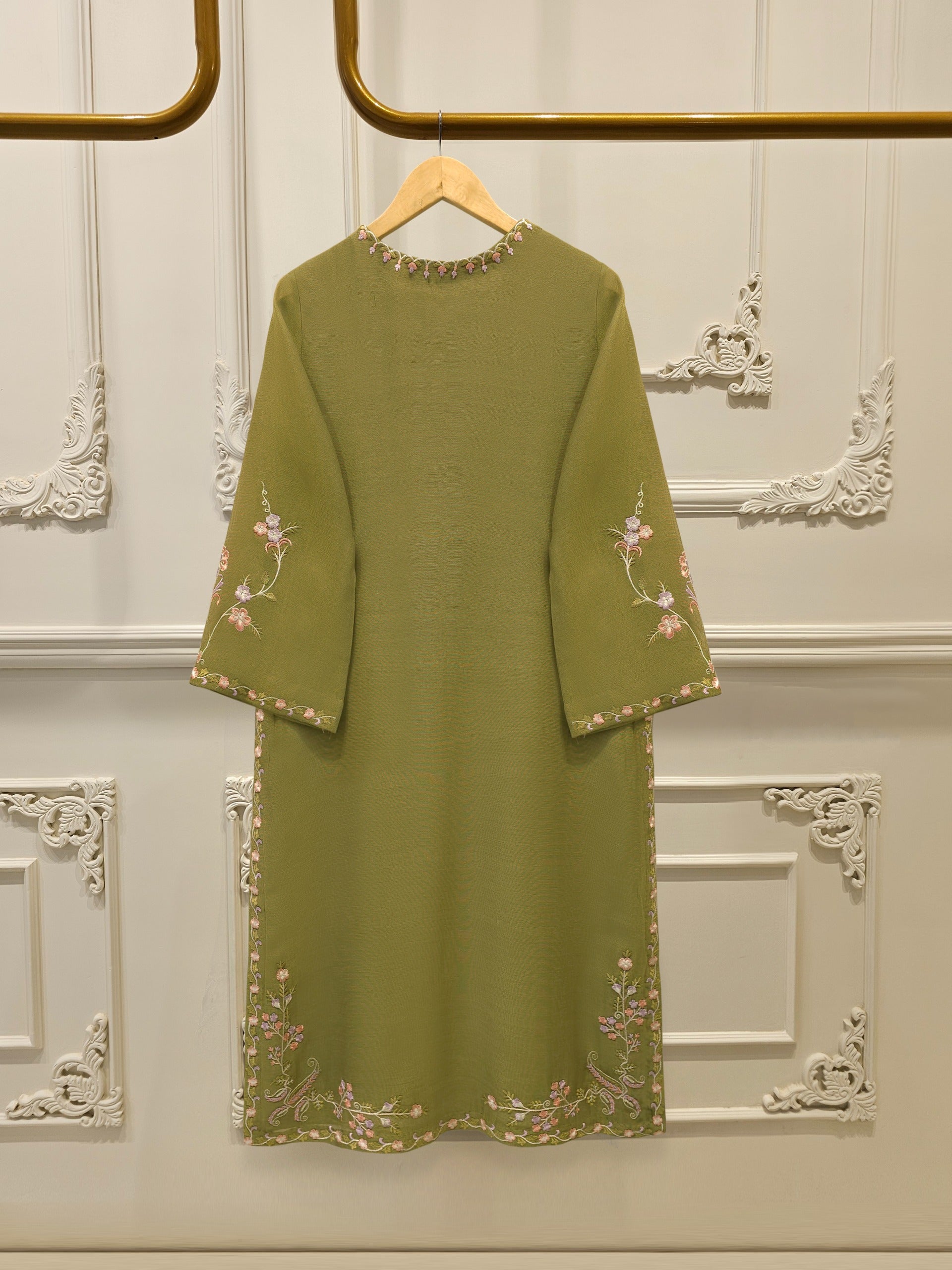 3 Piece - Pure Embroidered Cotton Net Suit S112928