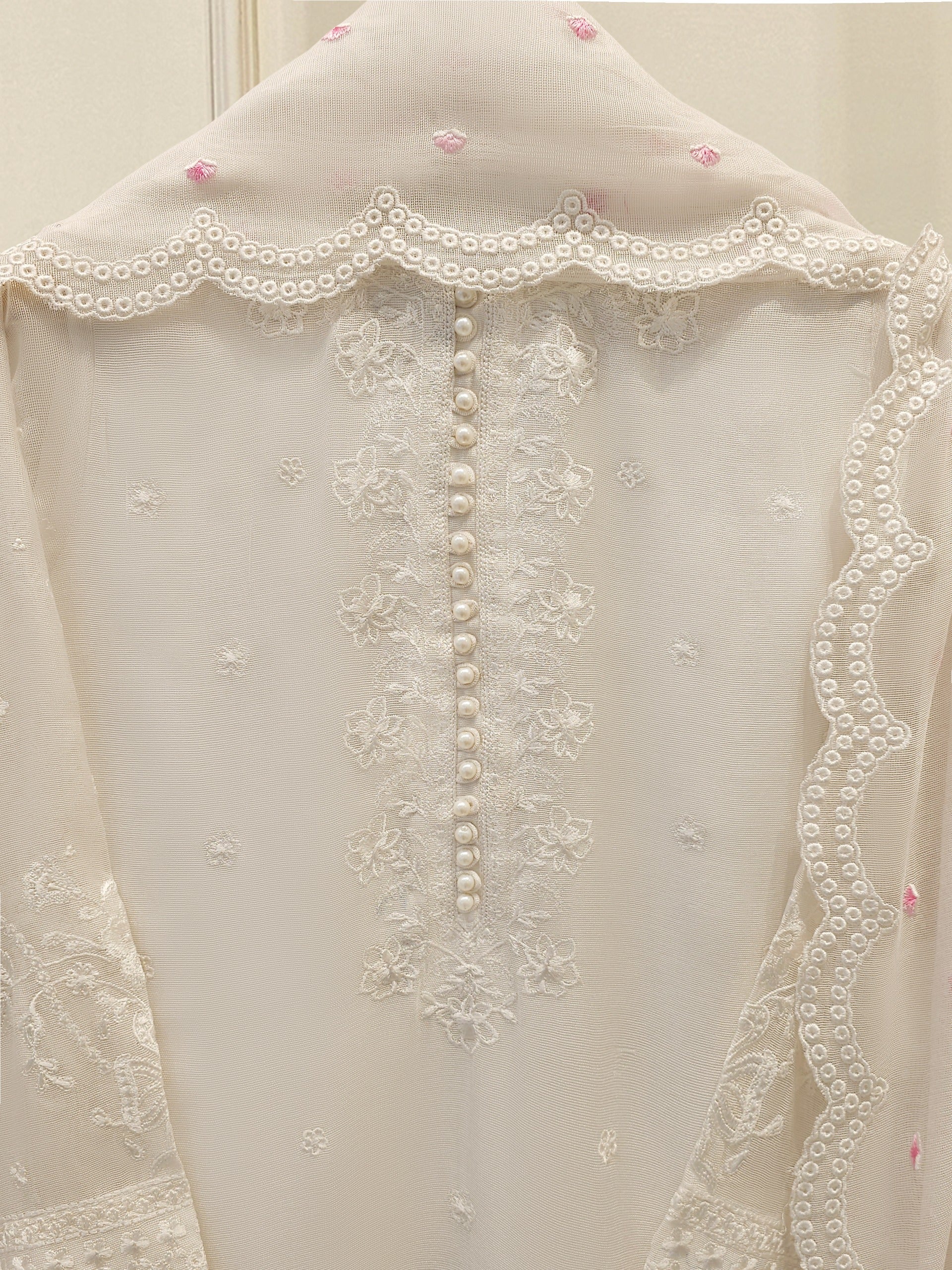 3 Piece - Pure Embroidered Cotton Net Suit S112932