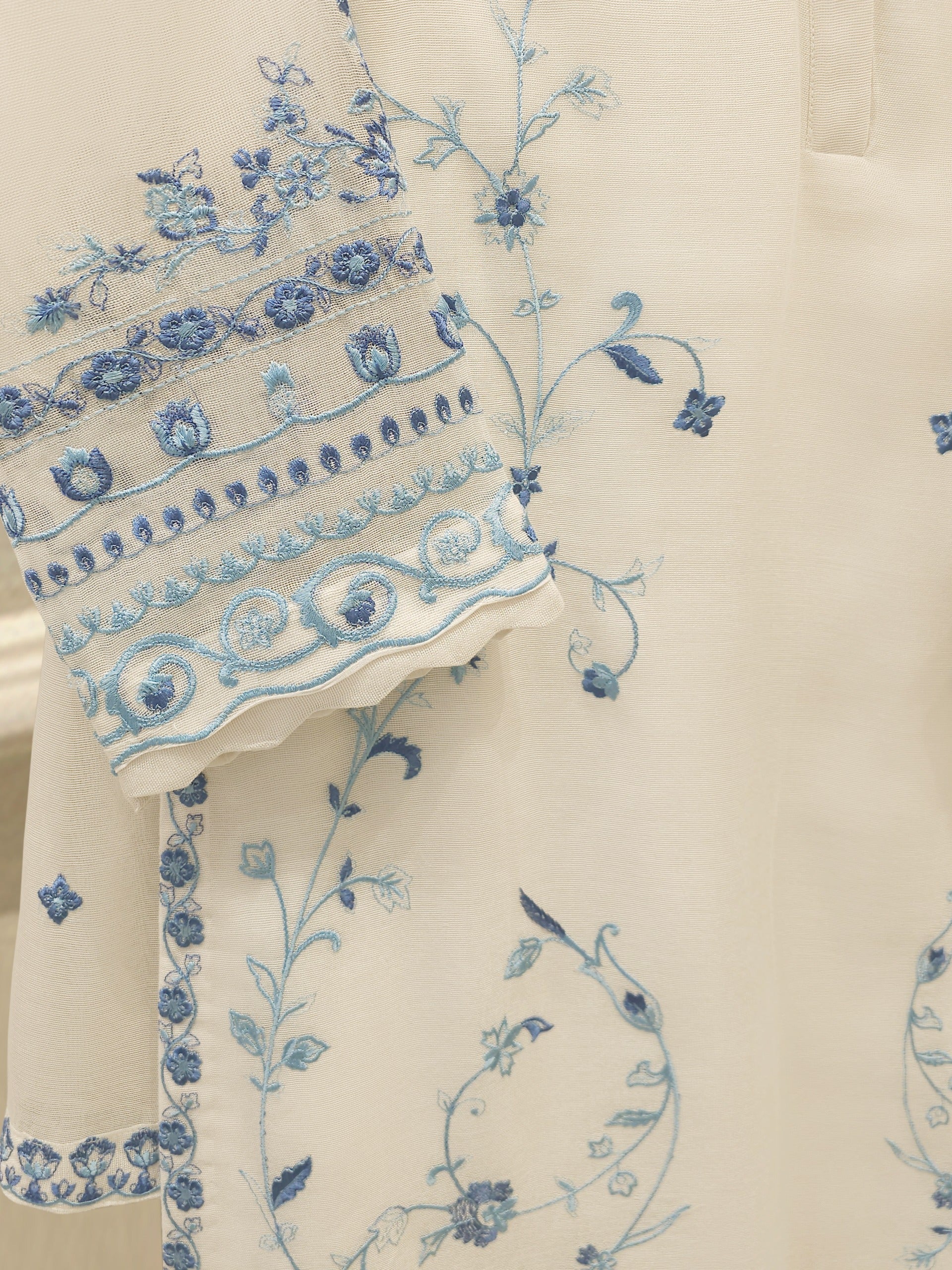 3 Piece - Pure Embroidered Cotton Net Suit S112942