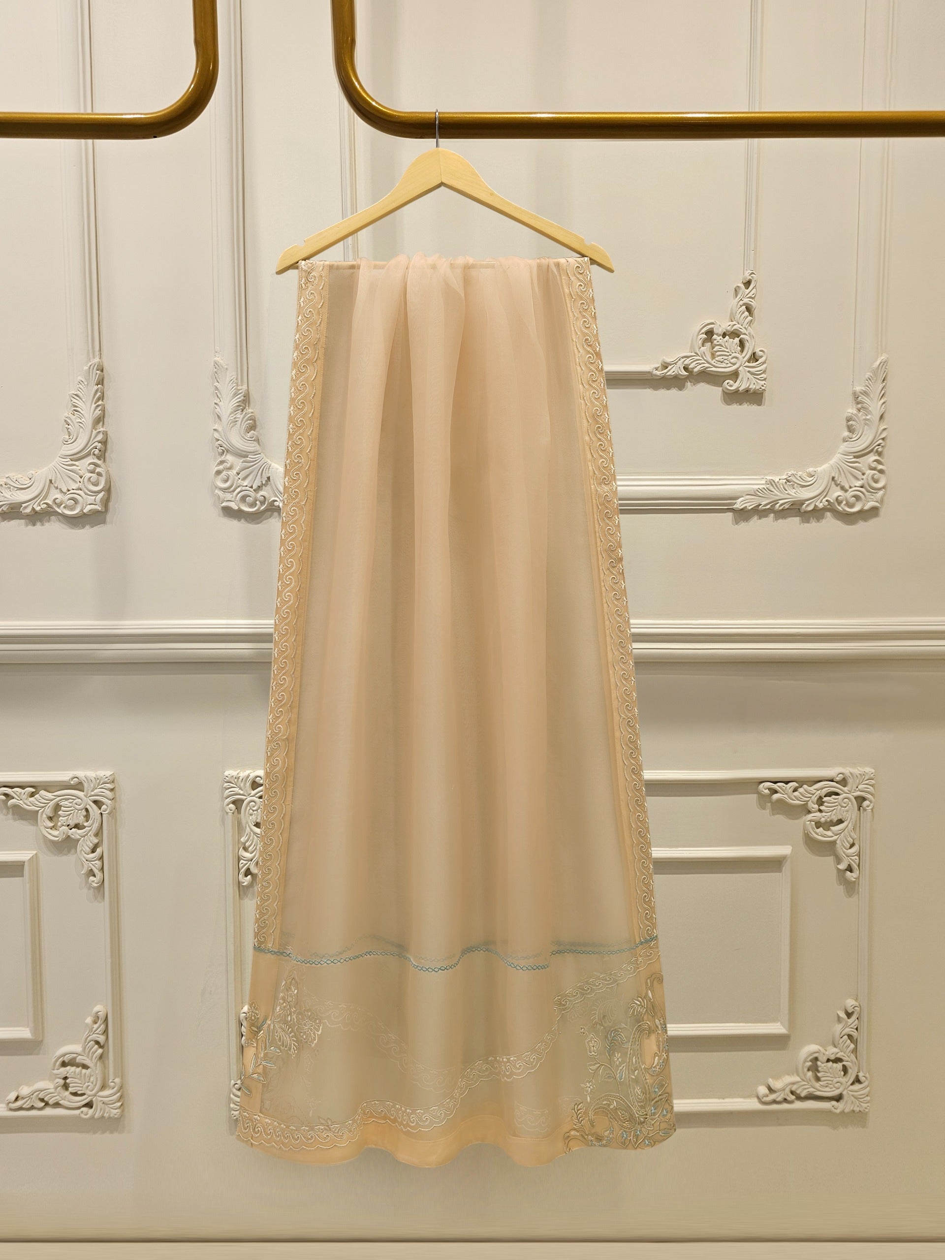 3 Piece - Pure Organza Embroidered Suit S112948