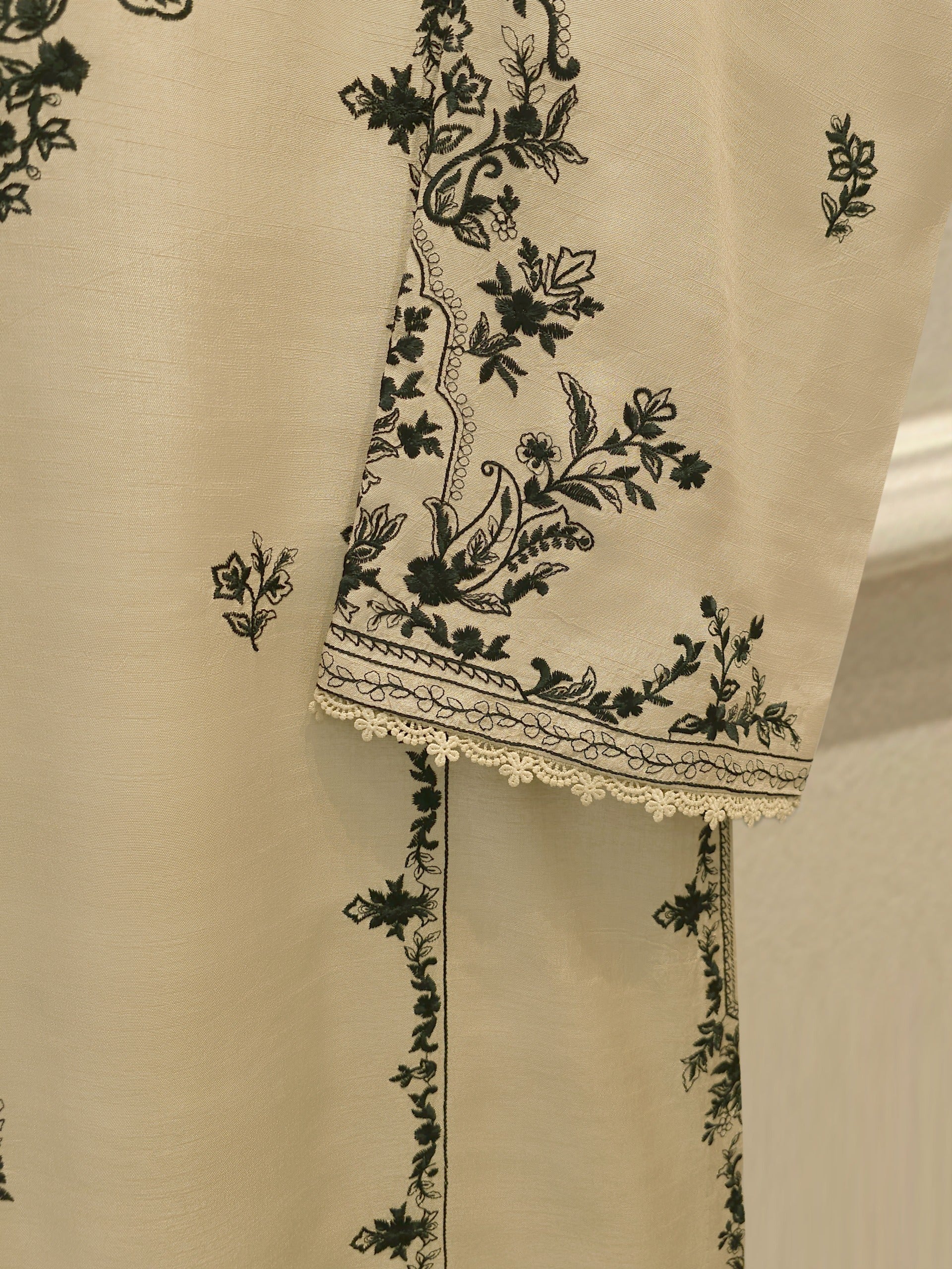 2 Piece- Pure Korean Silk Embroidered Suit S112971