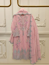 3 Piece - Pure Embroidered Cotton Net Suit S112986