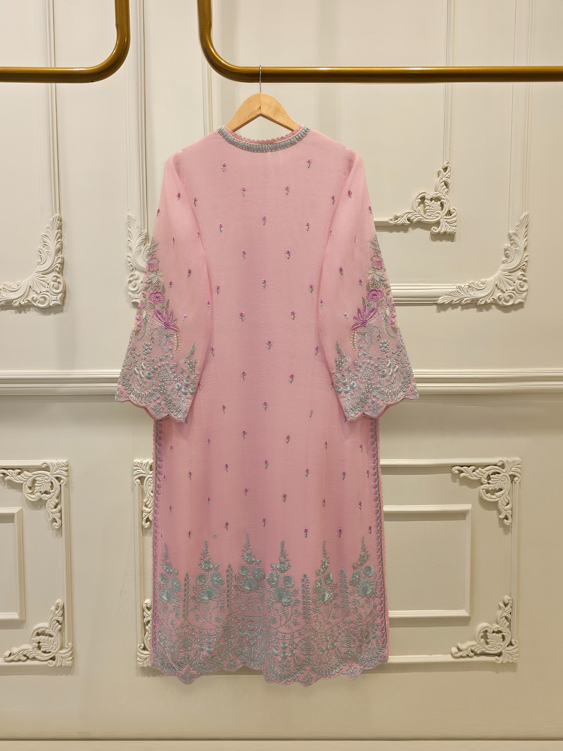 3 Piece - Pure Embroidered Cotton Net Suit S112986