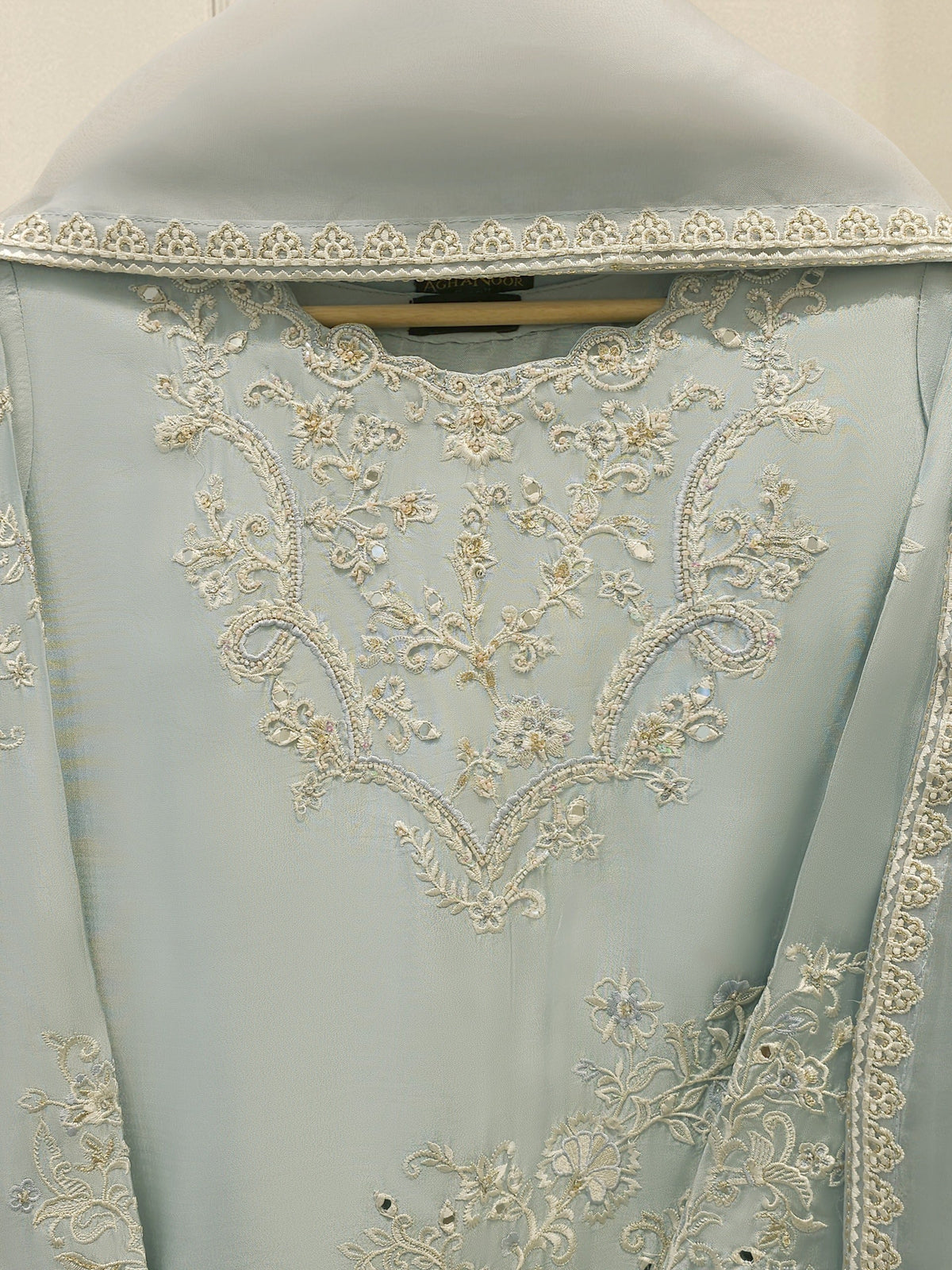 3 Piece- Pure Sheesha Silk Embroidered Suit S113069