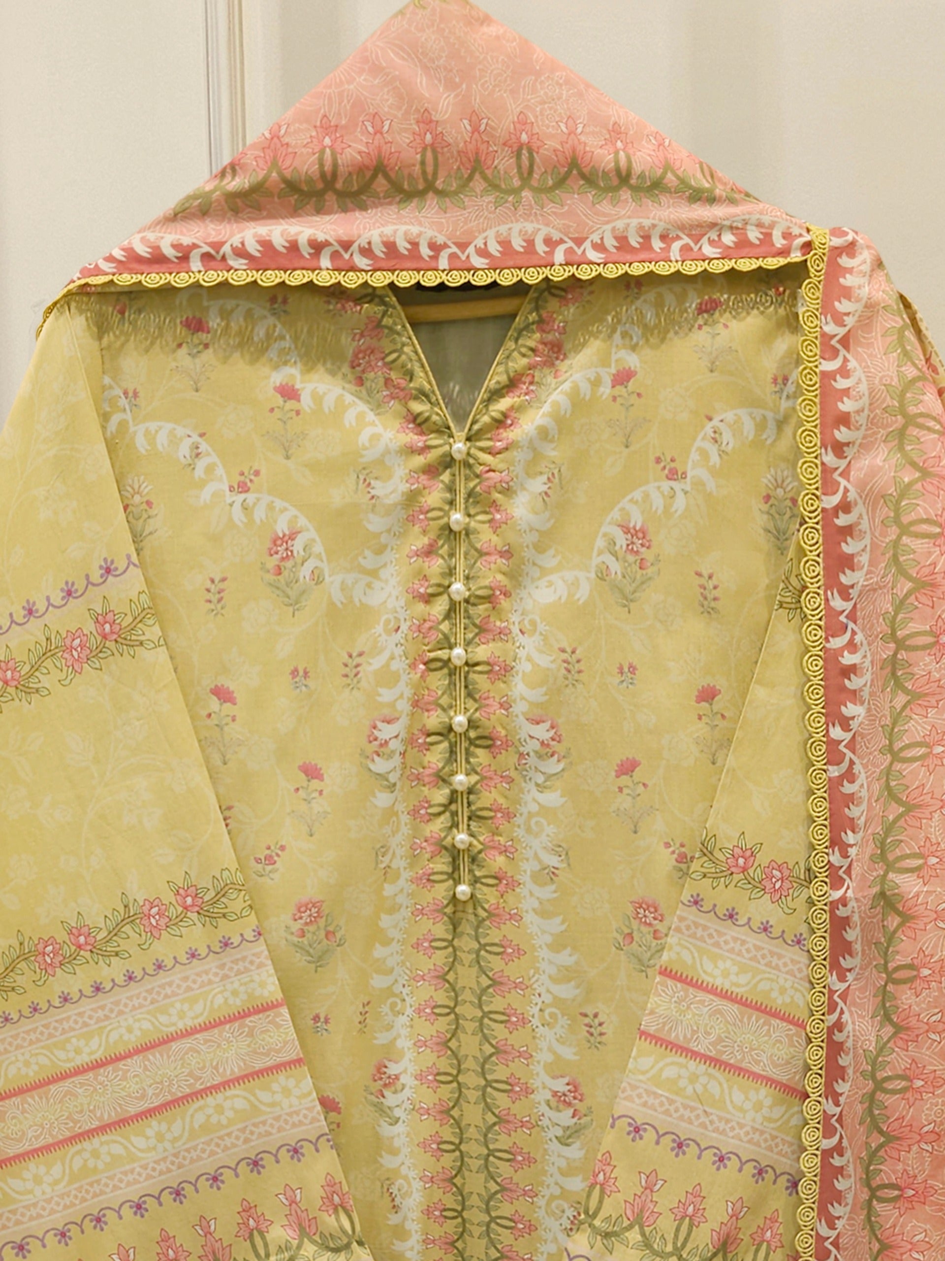 3 Piece - Digital Printed Cambric Suit S113074