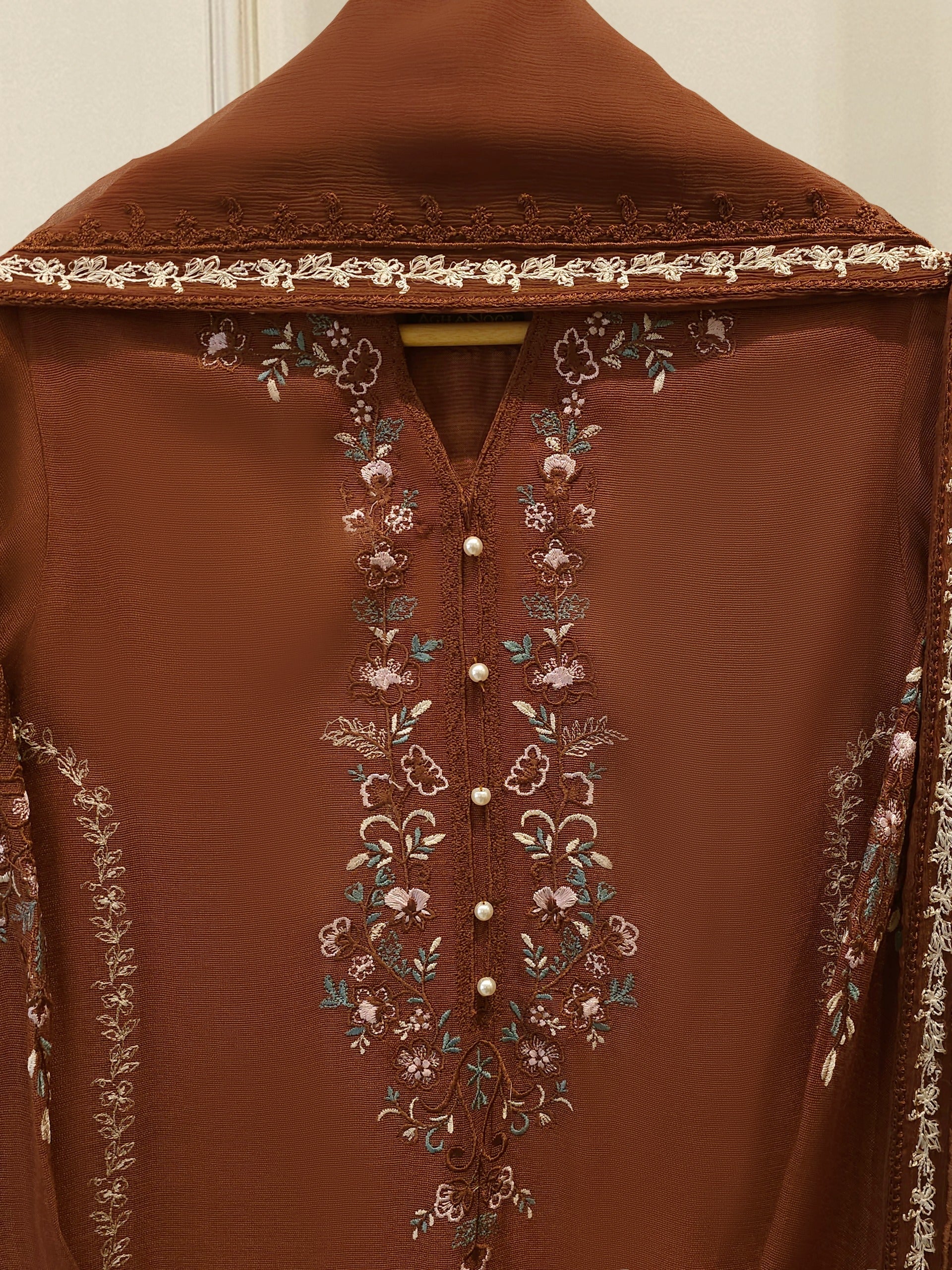 3 Piece - Pure Embroidered Cotton Net Suit S113221