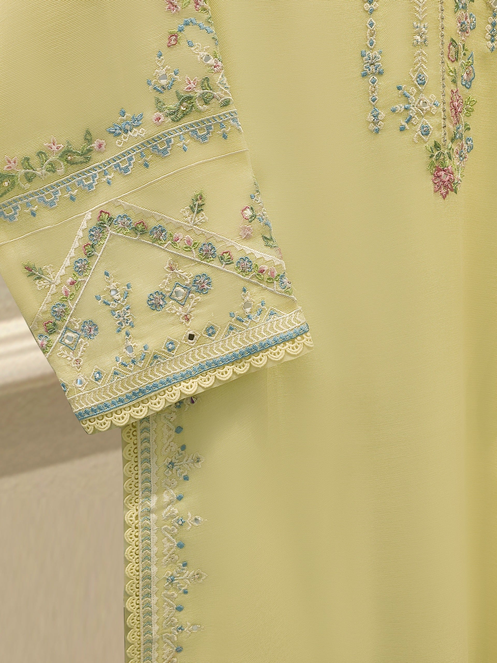 3 Piece - Pure Embroidered Cotton Net Suit S113239