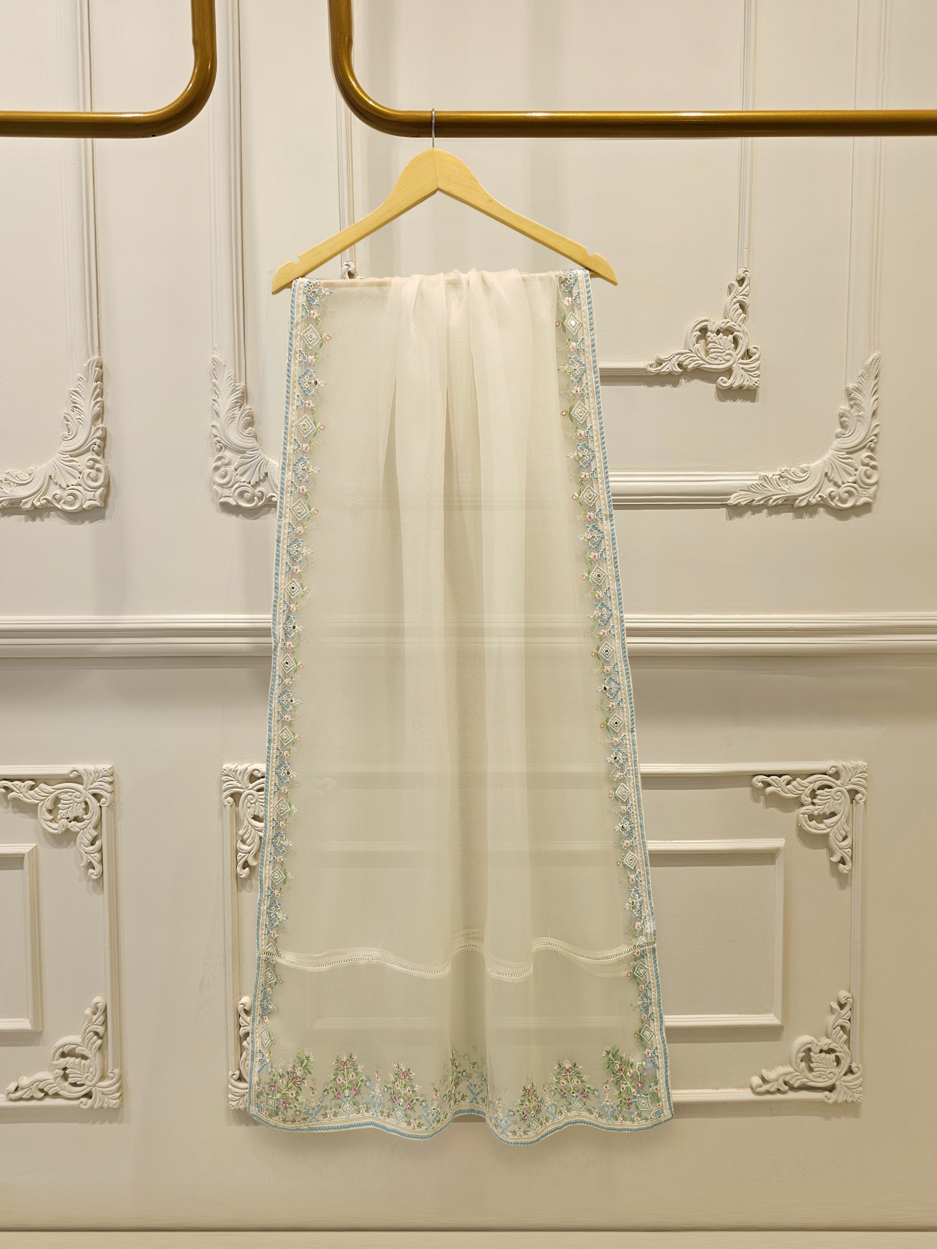 3 Piece - Pure Embroidered Cotton Net Suit S113239