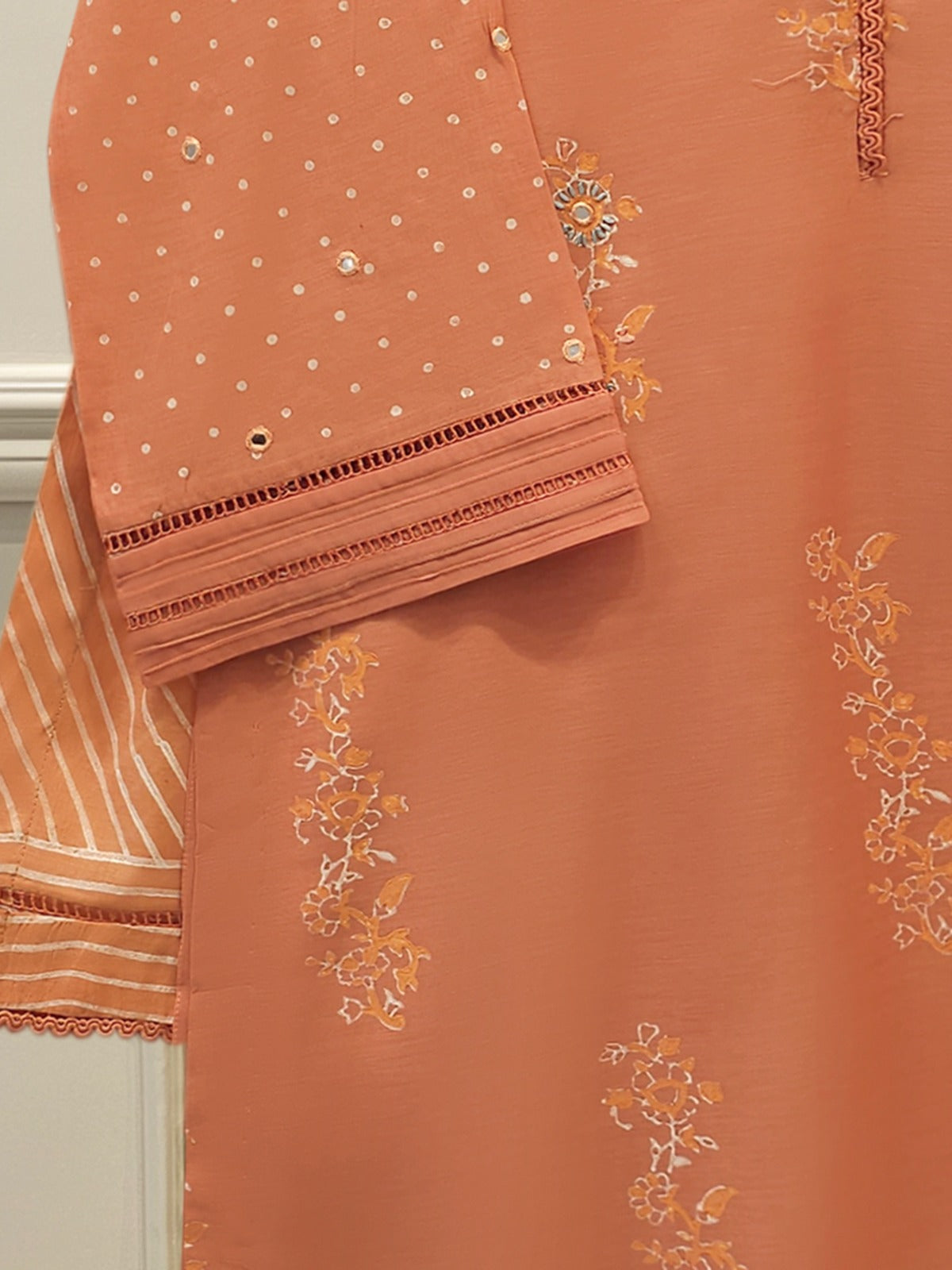 2 Piece - Hand Block Printed Kora Cotton Suit  S112413