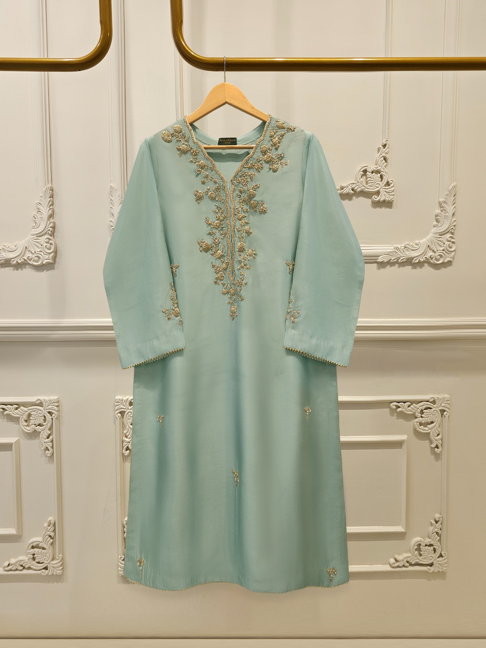 3 Piece Embroidered Shimmer Silk Suit