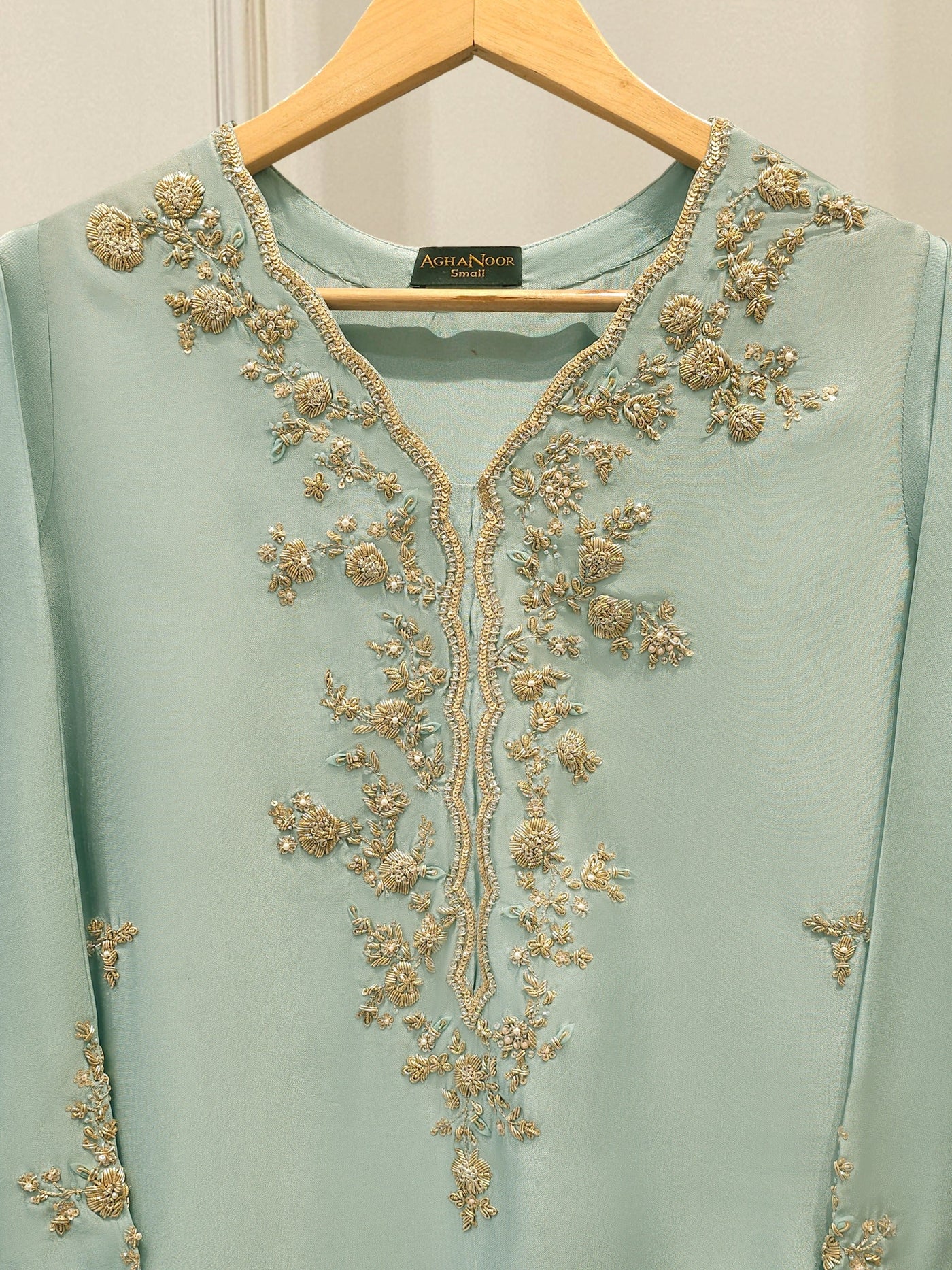 Pure Embroidered Sheesha Silk Shirt S113843