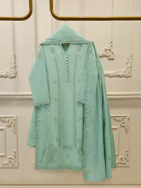 3 Piece - Pure Embroidered Cotton Net Suit S113911