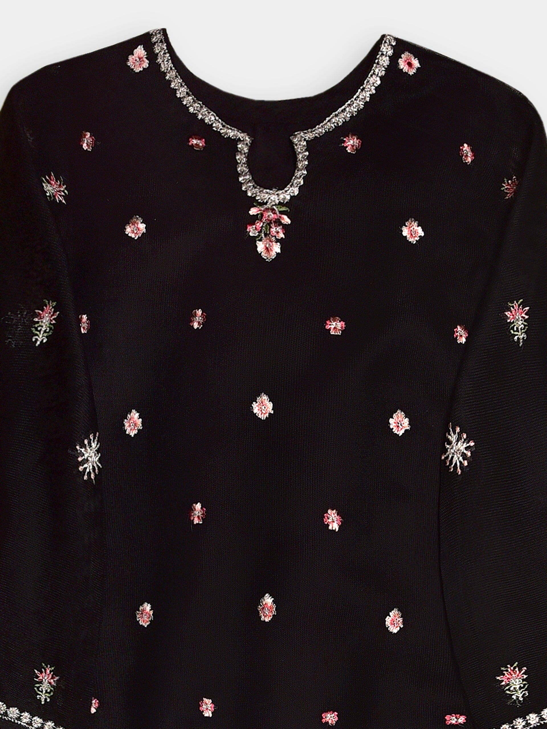(Kids) 2 Piece - Embroidered Cotton Net Suit KD095
