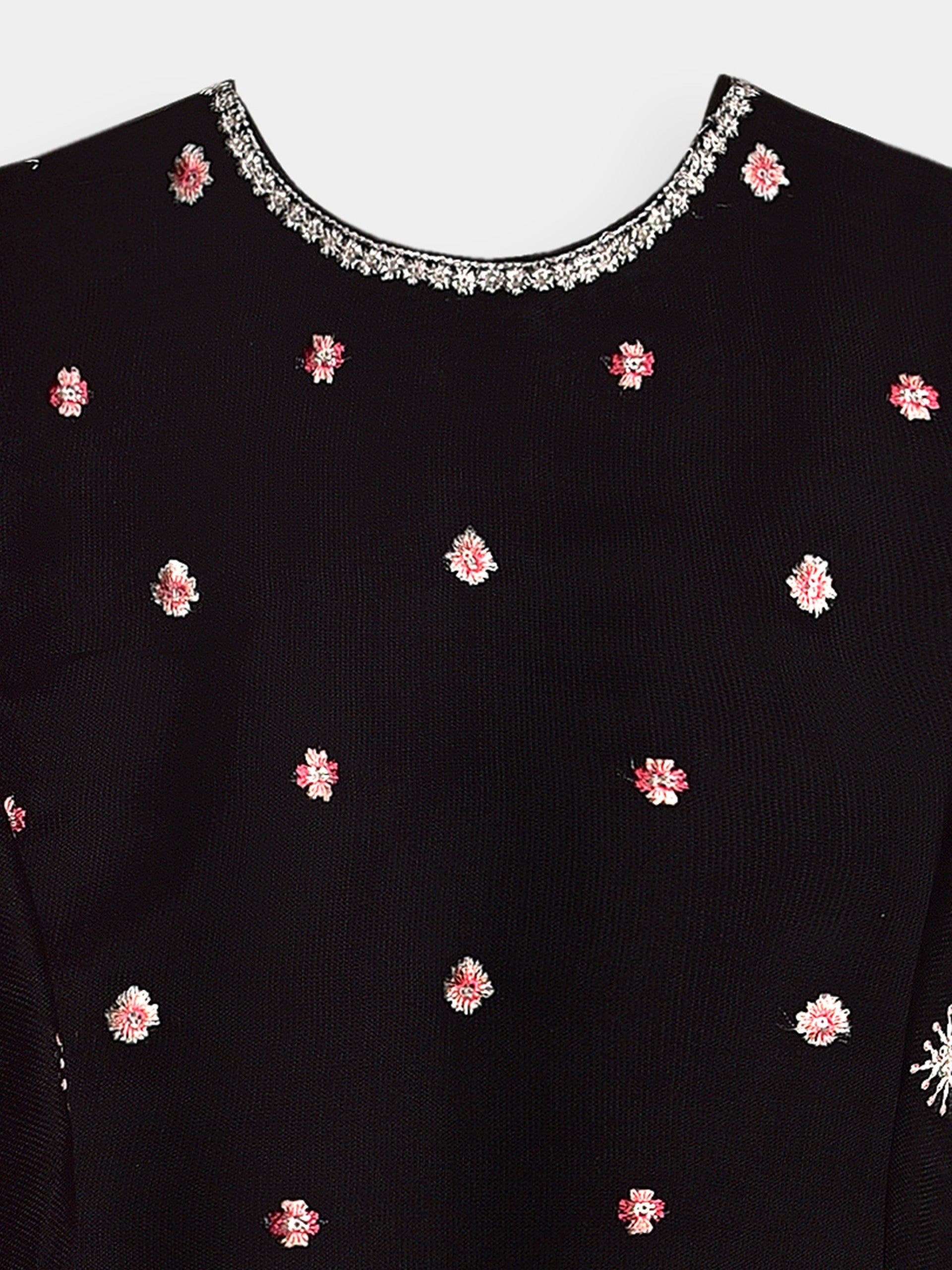 (Kids) 2 Piece - Embroidered Cotton Net Suit KD095