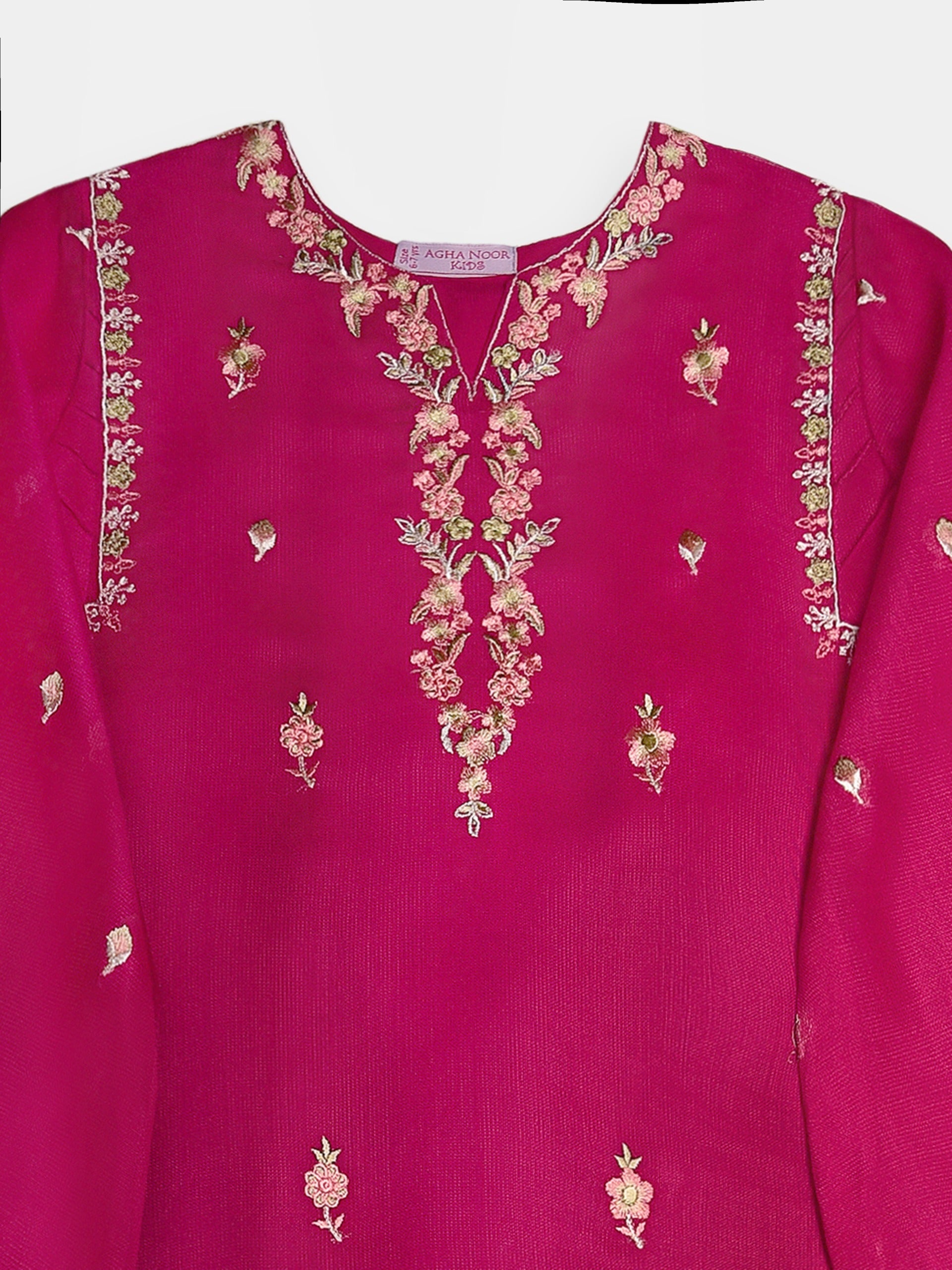 (Kids) 2 Piece - Embroidered Cotton Net Suit KD098