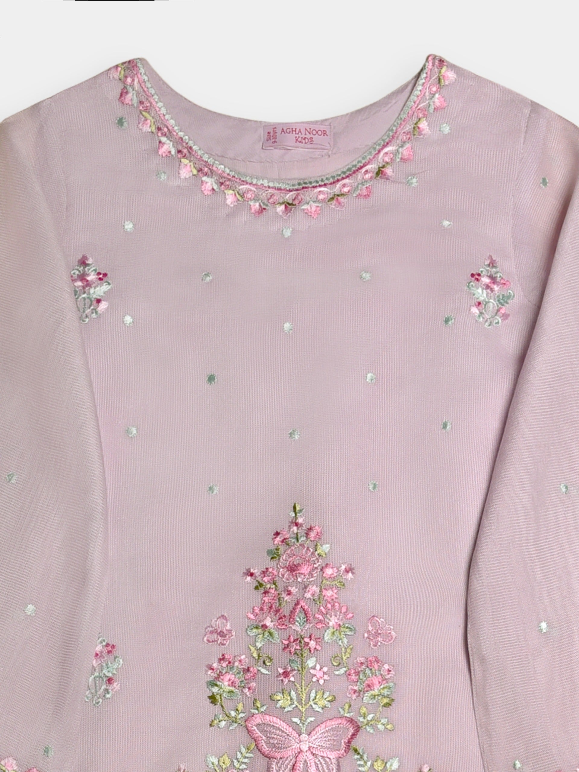 (Kids) 2 Piece - Embroidered Cotton Net Suit KD096