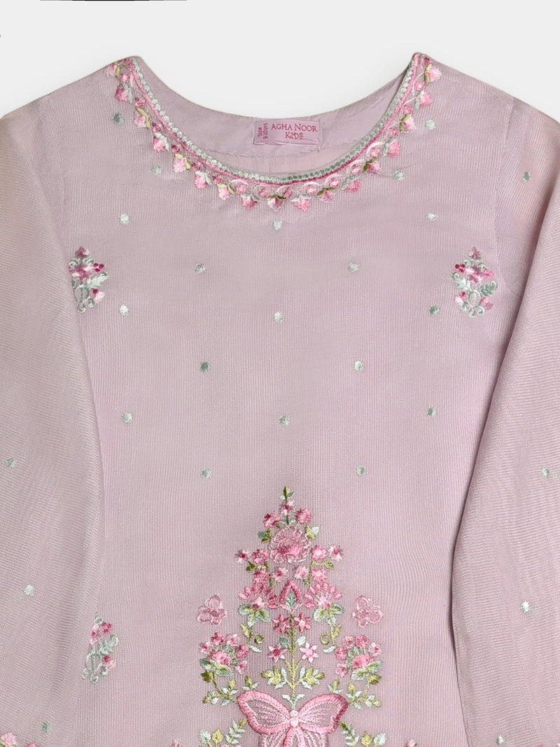 (Kids) 2 Piece - Embroidered Cotton Net Suit Kd096