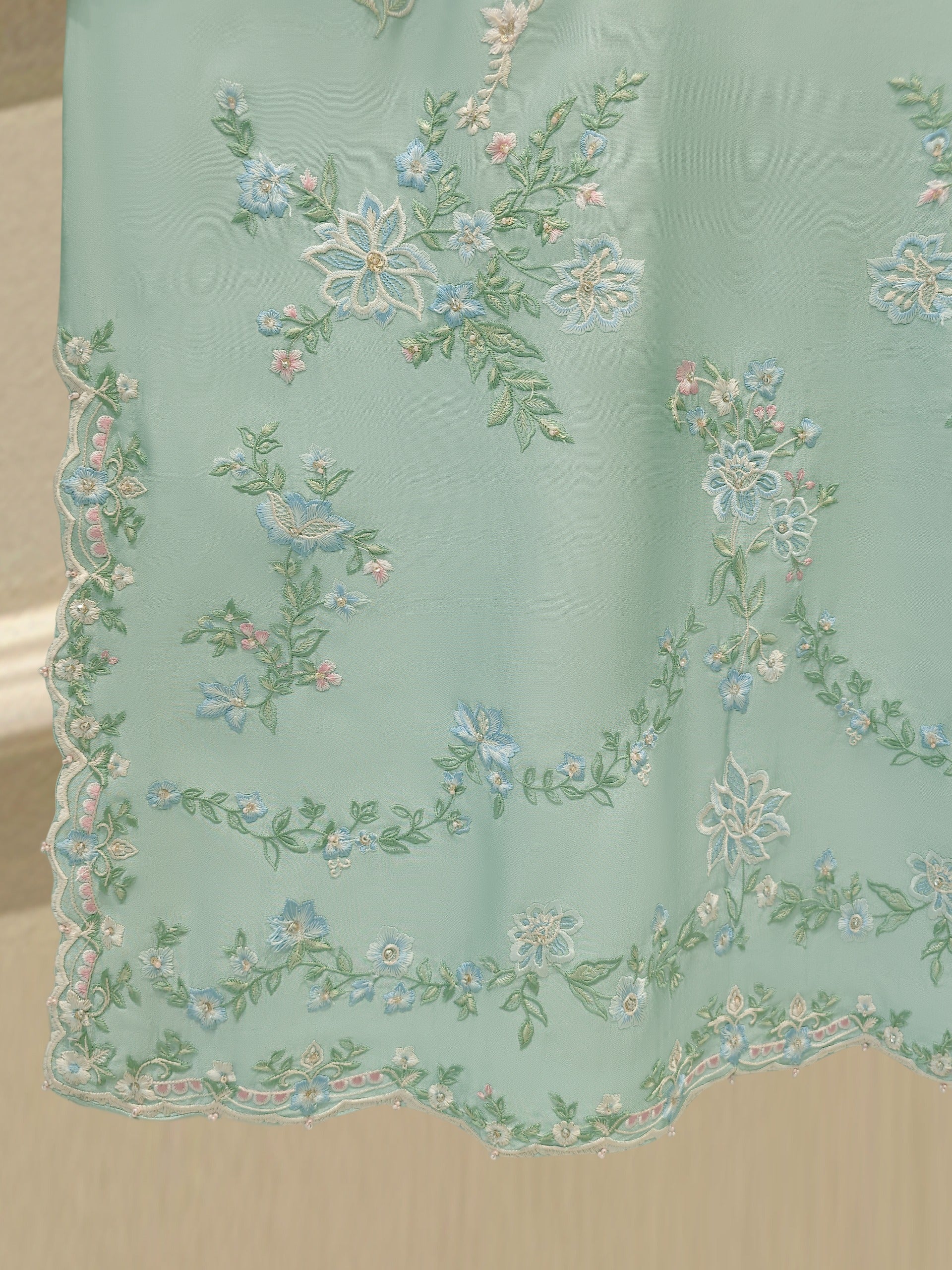 Pure Embroidered Sheesha Silk Shirt S114154