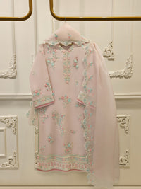 3 Piece - Pure Organza Embroidered Suit S114193