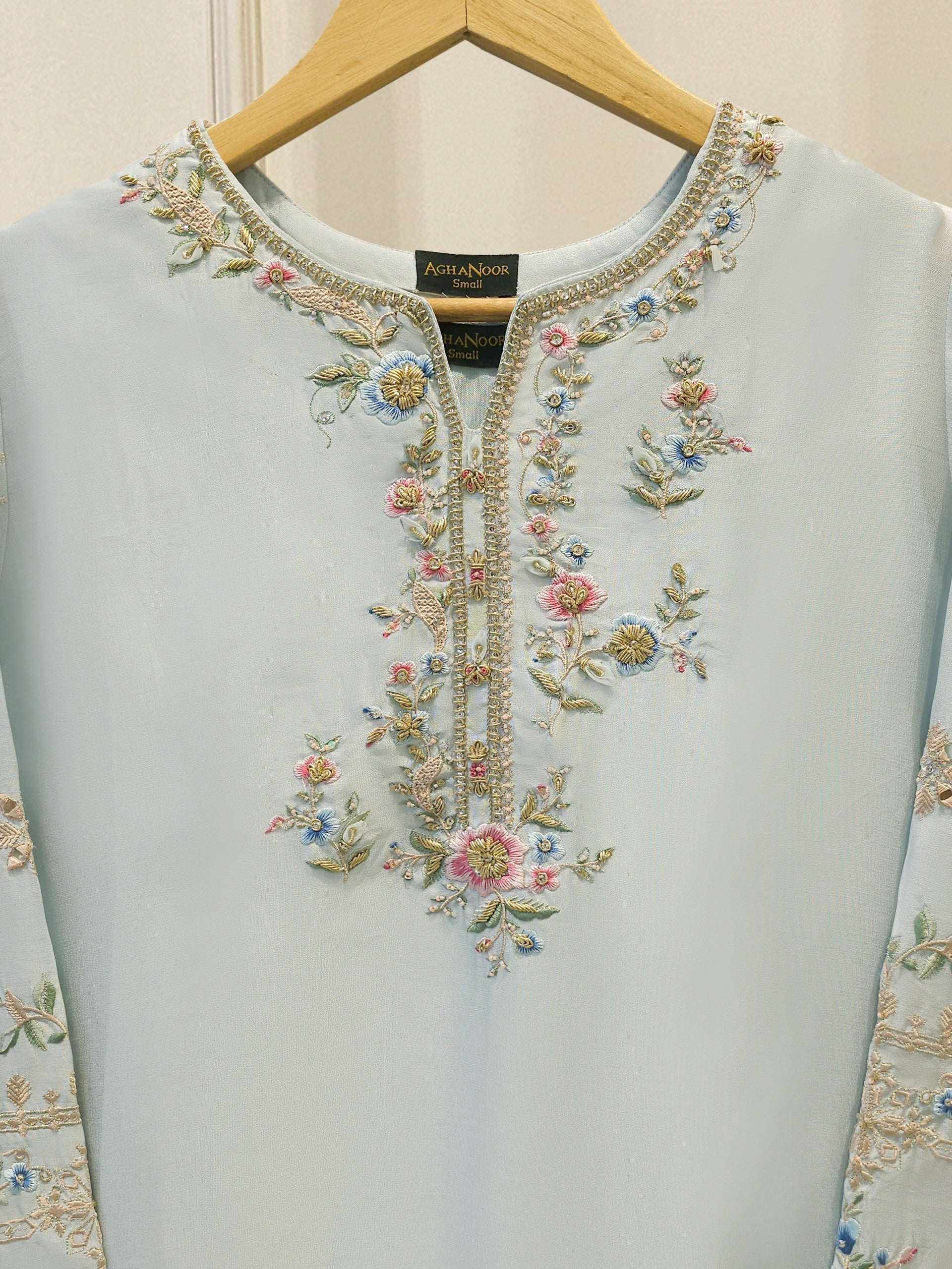2 Piece- Pure Sheesha Silk Embroidered Suit S114238