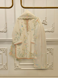3 Piece- Pure Sheesha Silk Embroidered Suit S114255