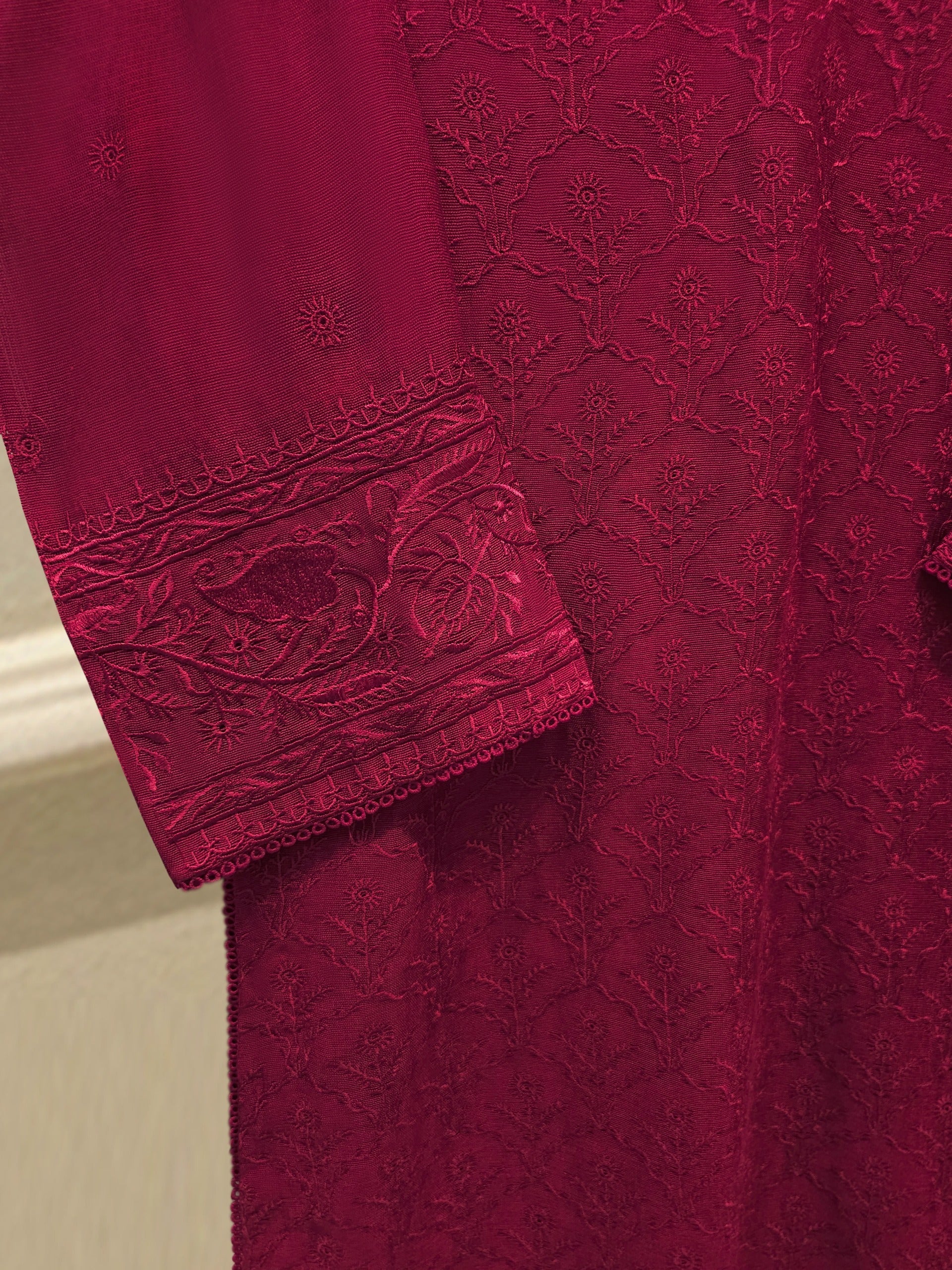 3 Piece - Pure Embroidered Cotton Net Suit S114304