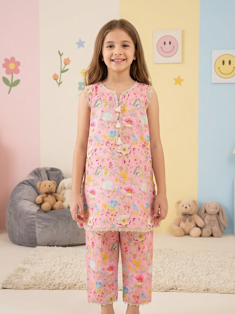 (Kids) - 2 Piece Digital Printed Lawn Suit Fkd-065