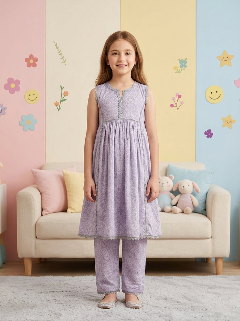 (Kids) - 2 Piece Digital Printed Lawn Suit Fkd-041